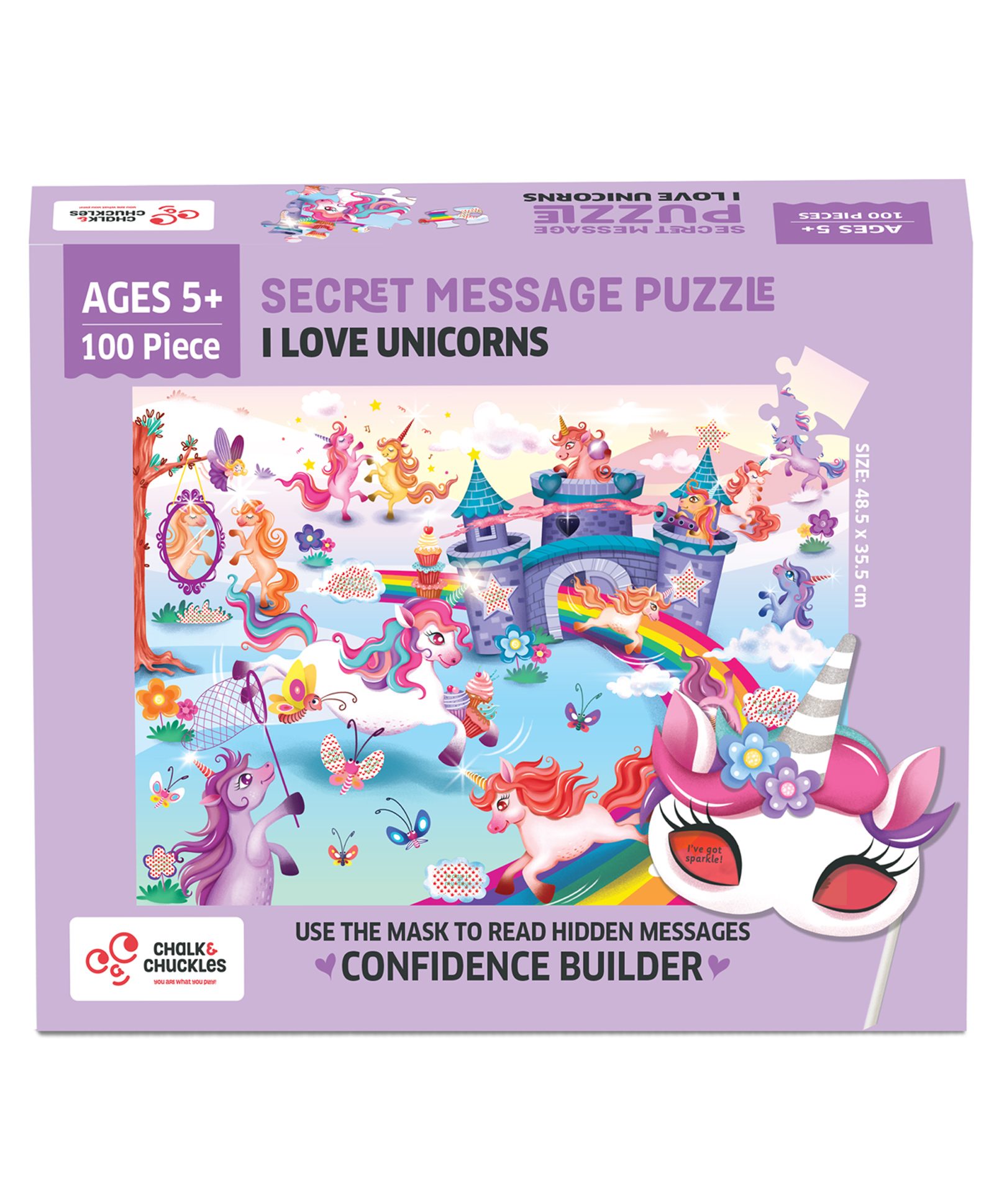 Chalk and Chuckles I Love Unicorns Secret Message Jigsaw Puzzle - 100 Pieces-picture-49