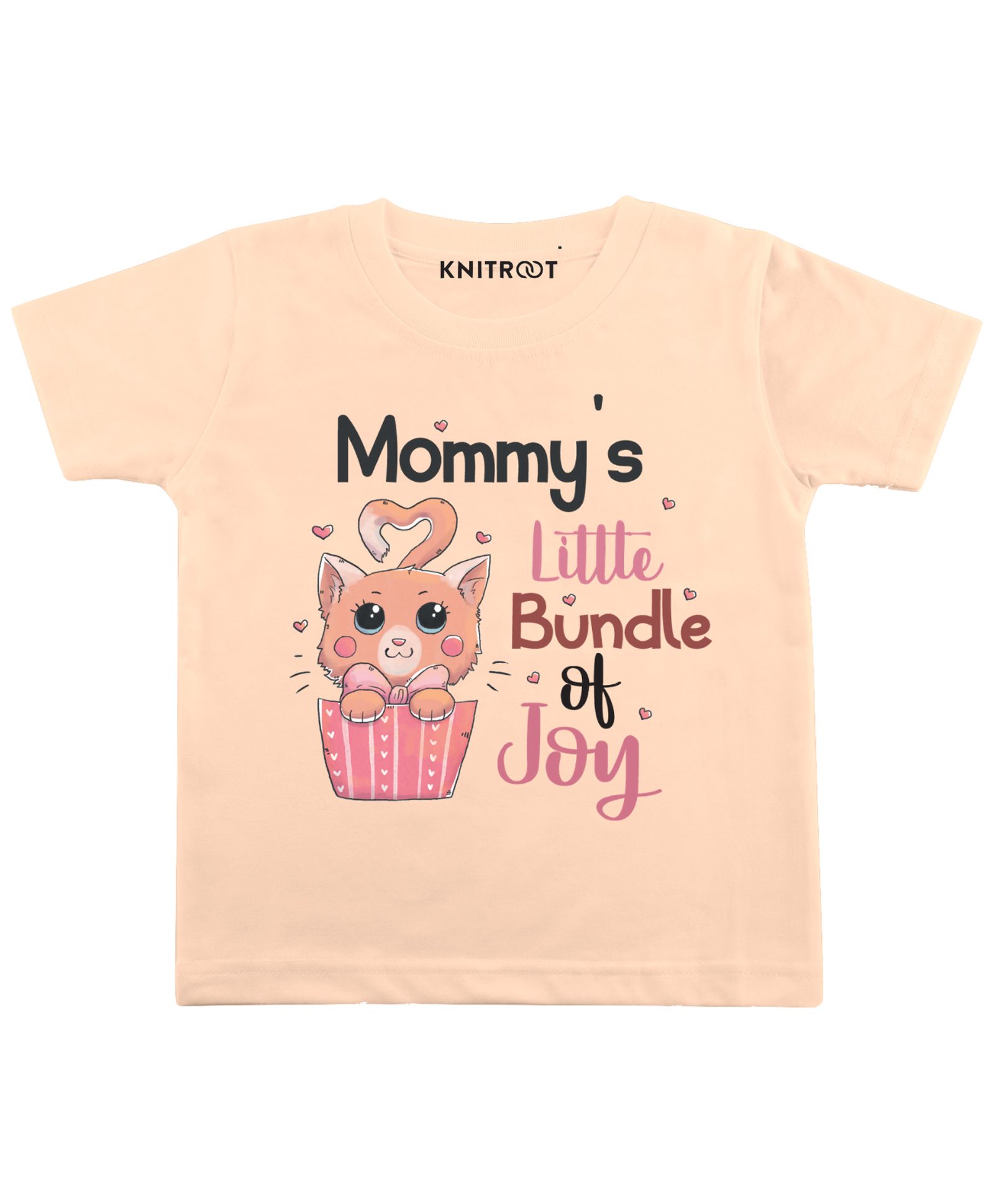 KNITROOT Half Sleeves Bundle Of Joy Printed Tee - Peach-image-39