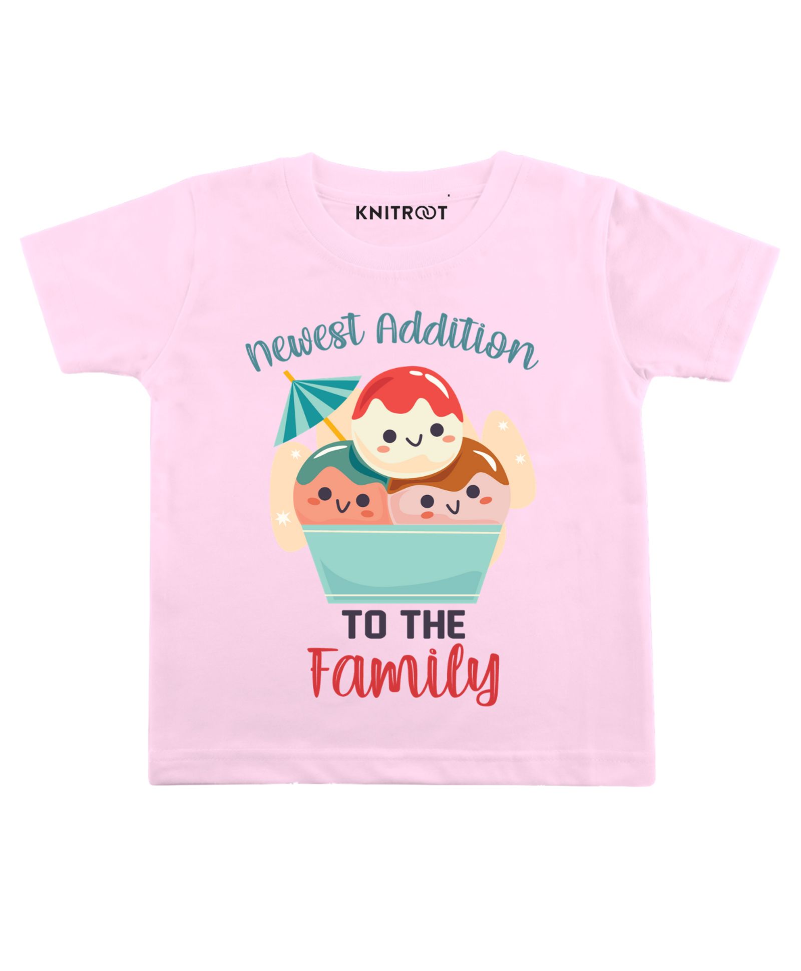 KNITROOT Half Sleeves To The Family Print T-Shirt - Pink-image-48