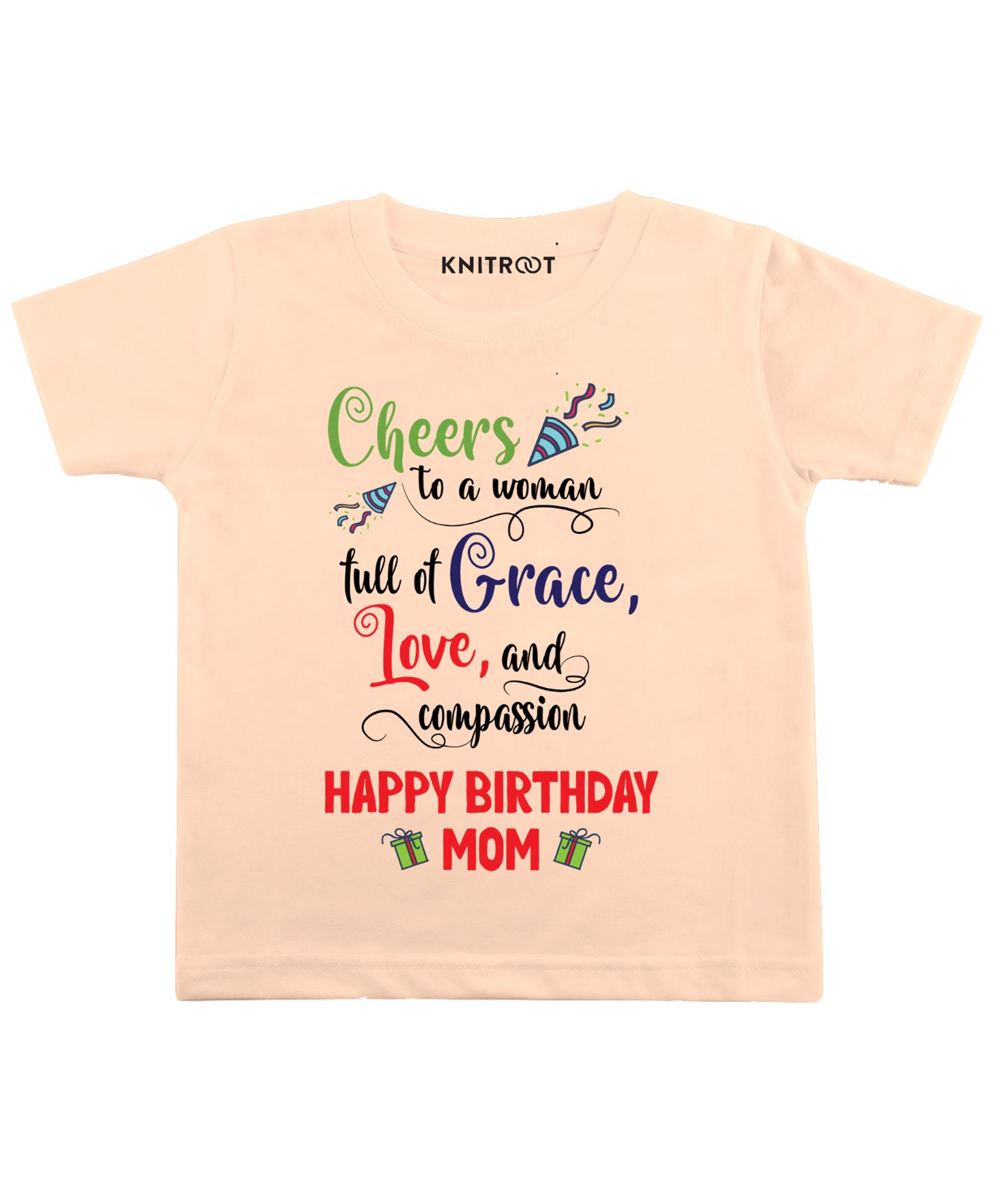 KNITROOT Cheers To A Woman Print Half Sleeves Tee - Peach-image-25