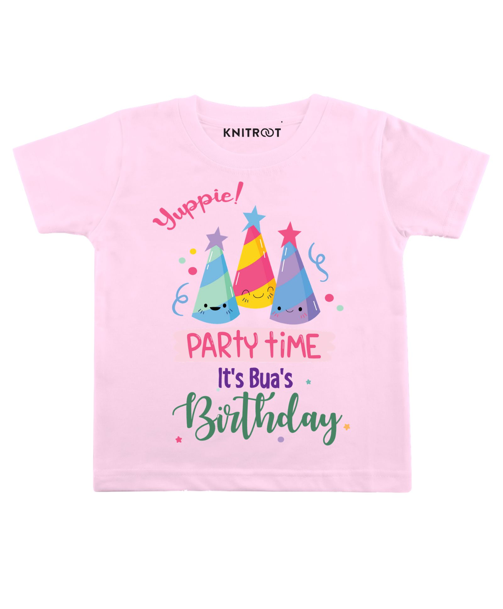 KNITROOT Half Sleeves Party Time Printed Tee - Light Pink-image-22