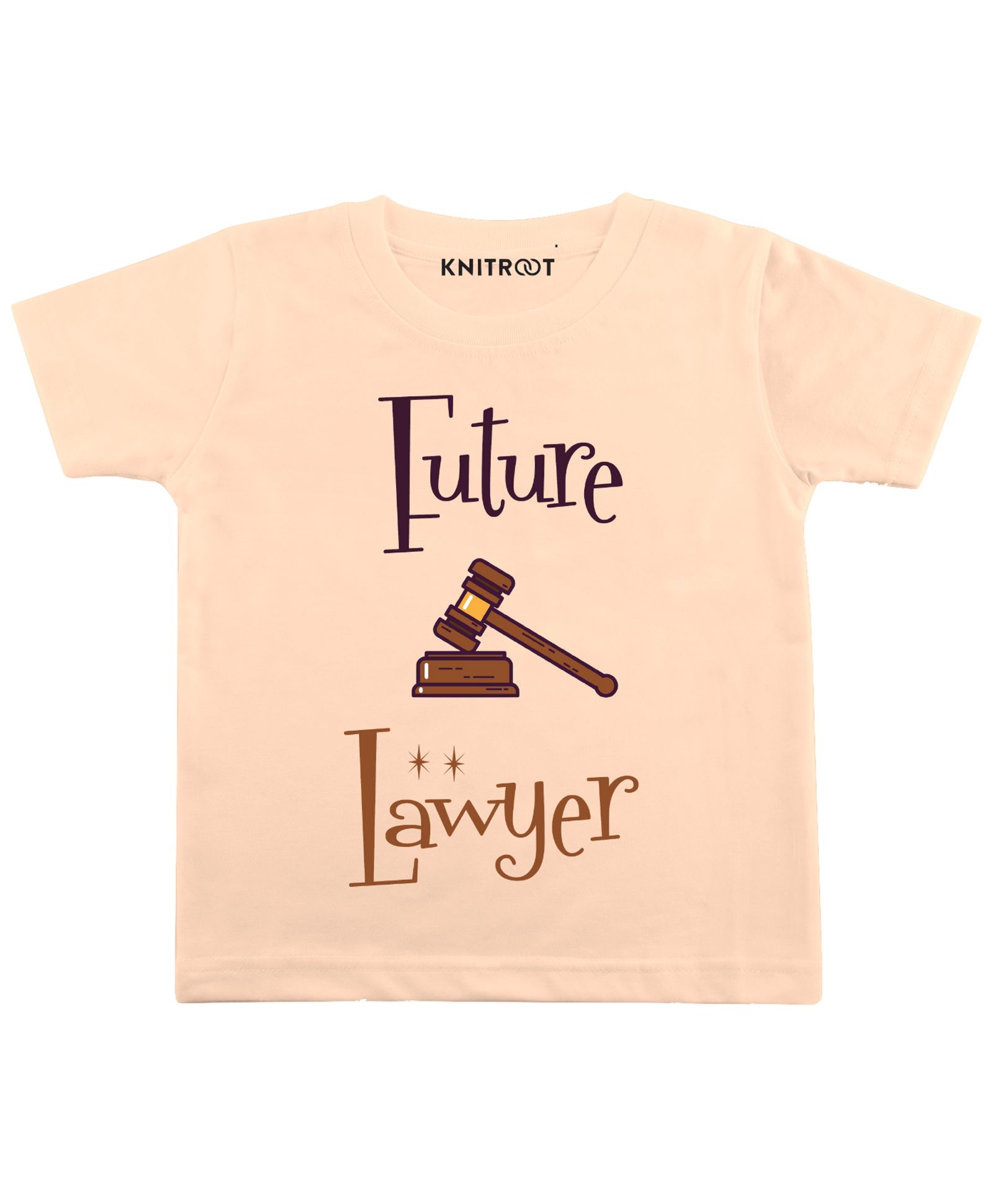 KNITROOT Half Sleeves Future Lawyer Print T-Shirt - Peach-picture-16