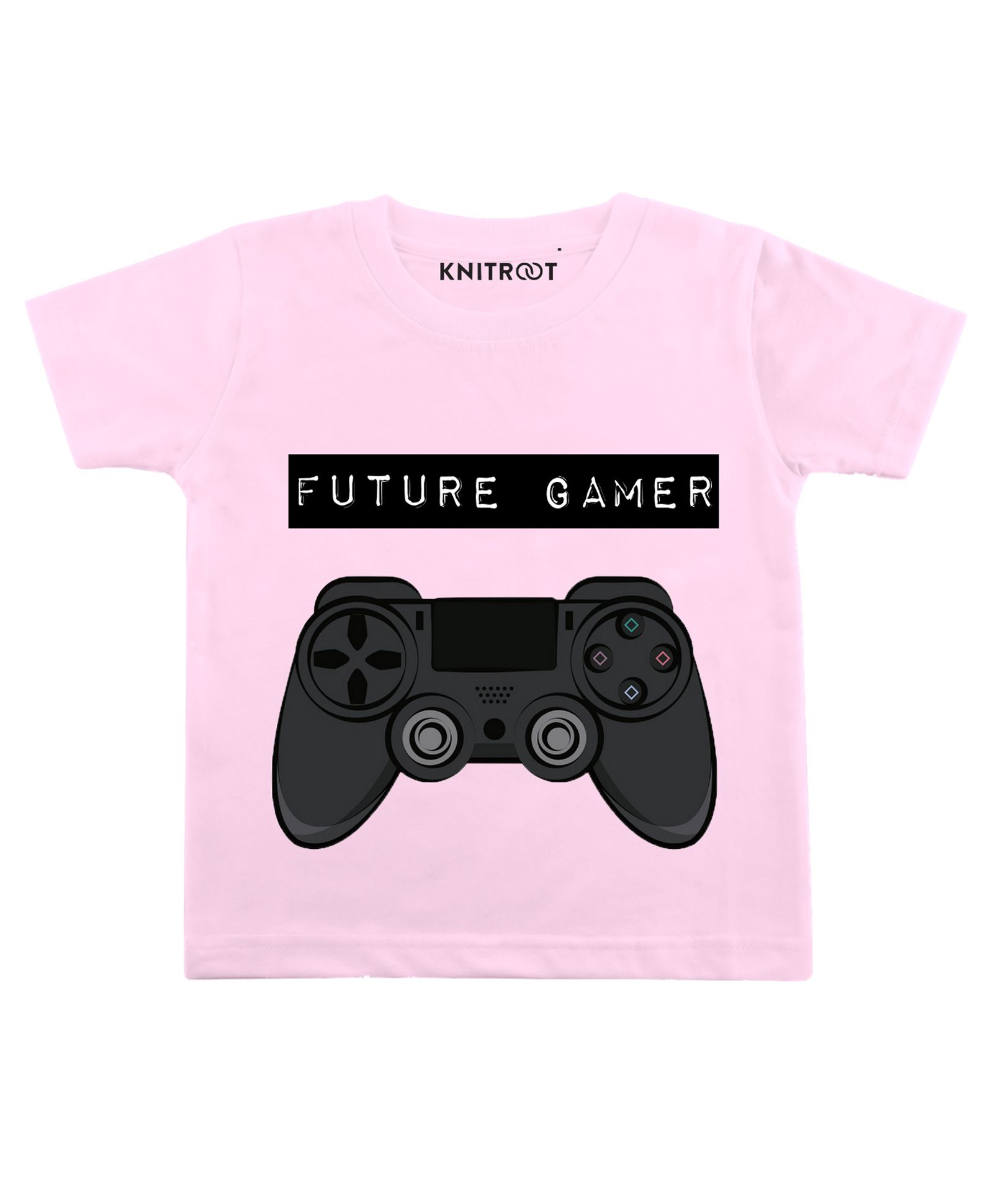 KNITROOT Half Sleeves Future Gamer Printed Tee - Light Pink-picture-24