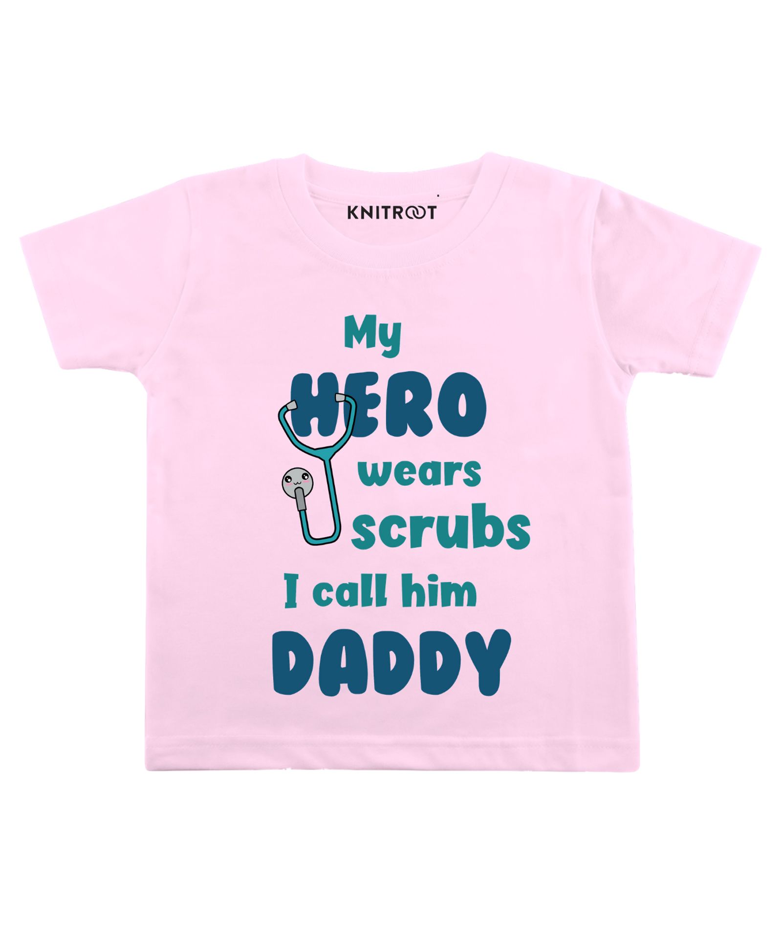 KNITROOT Half Sleeves Hero Daddy Printed Tee - Light Pink-image-40