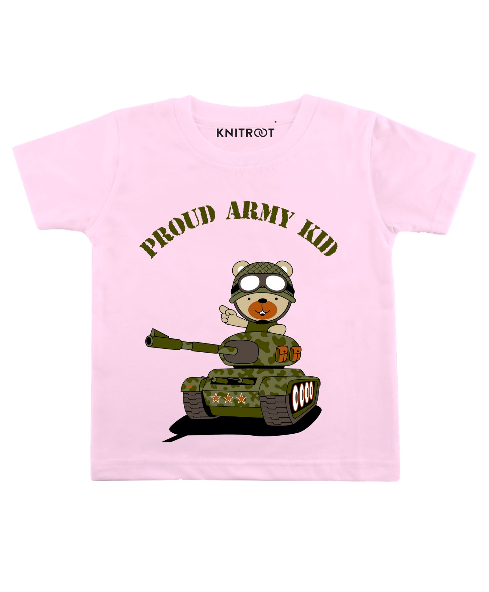 KNITROOT Half Sleeves Proud Army Kid Printed Tee - Pink-image-37