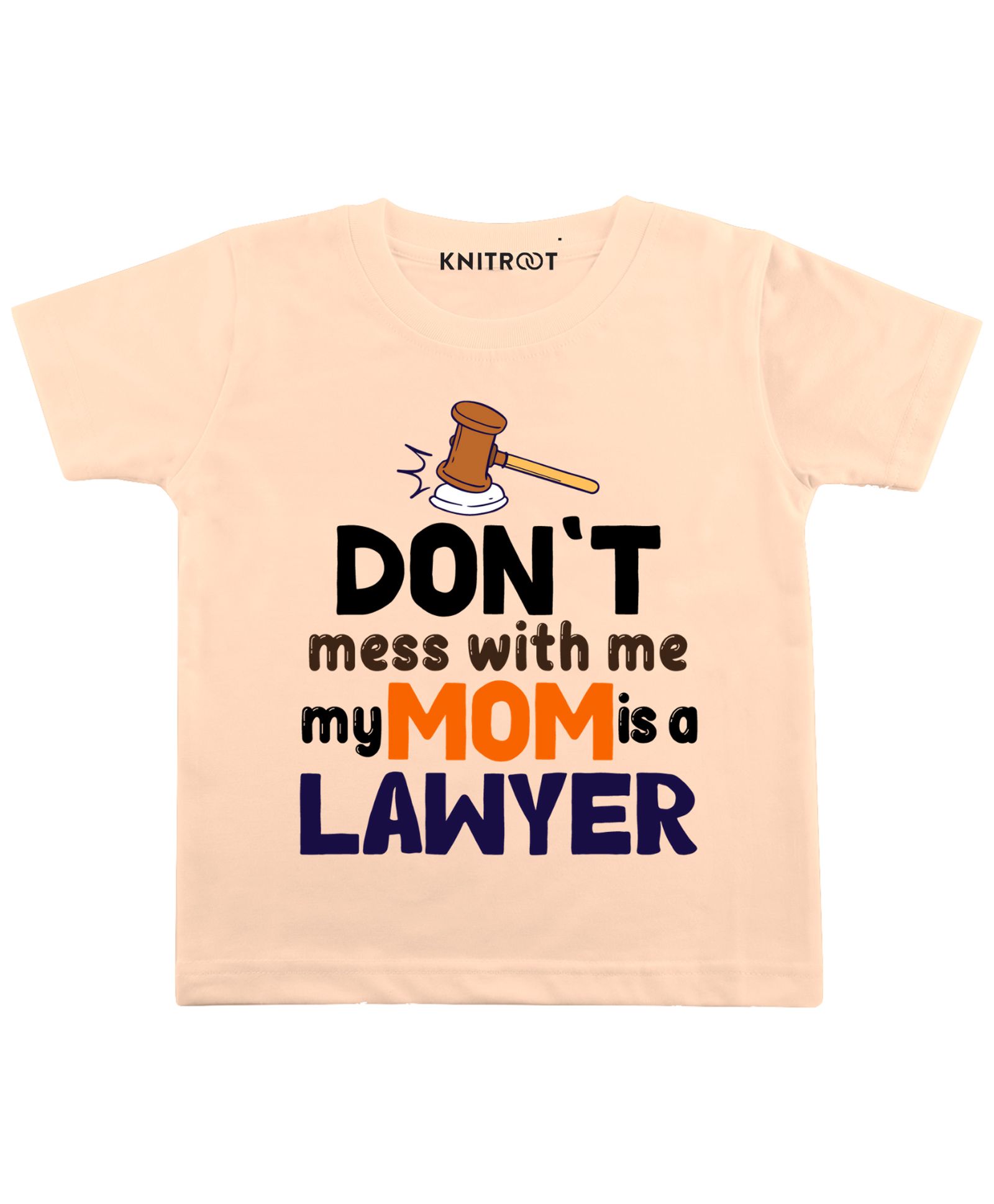 KNITROOT Half Sleeves Mom Lawyer Printed Tee - Peach-image-36
