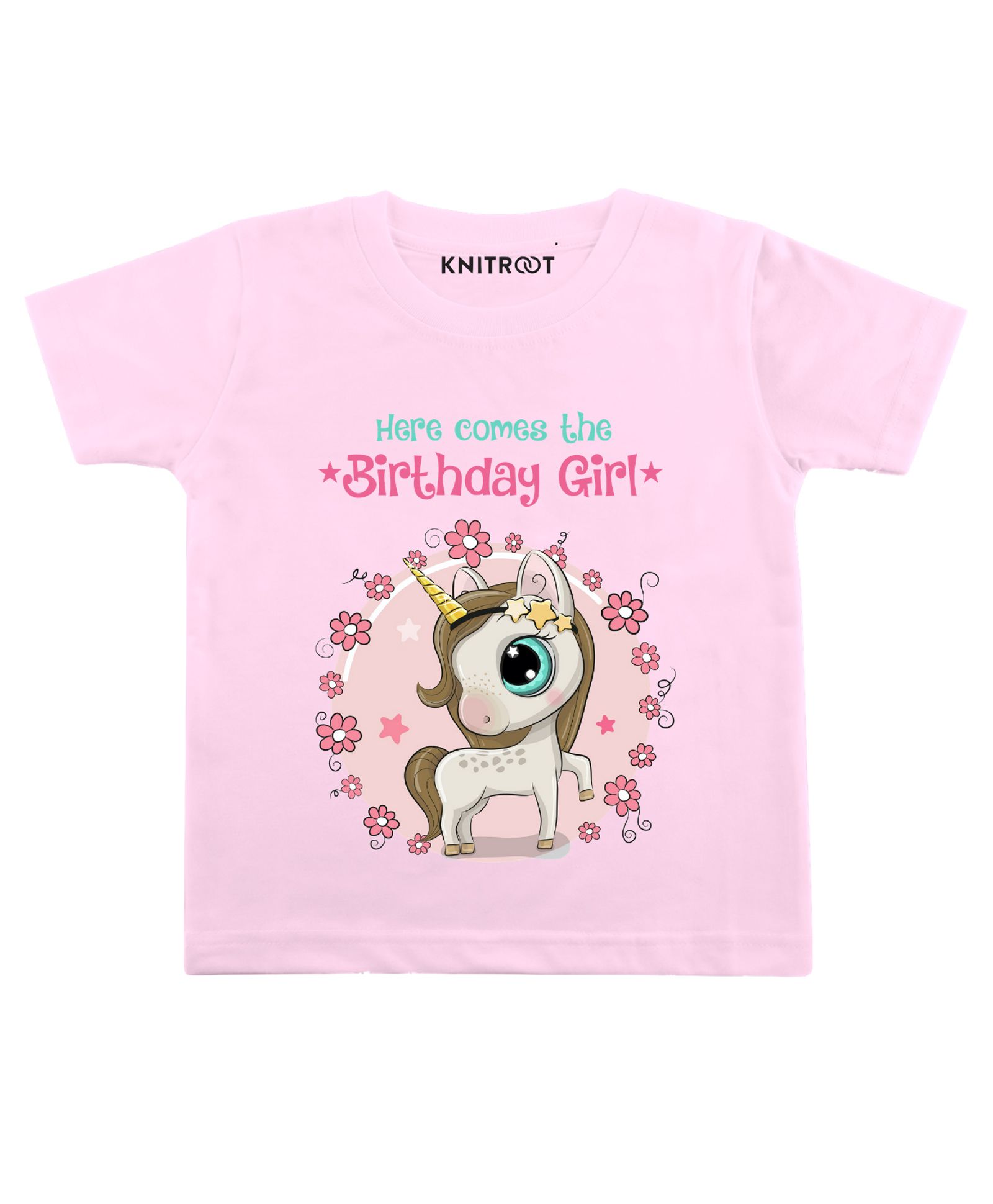 KNITROOT Half Sleeves Birthday Girl Print Tee - Pink-image-17