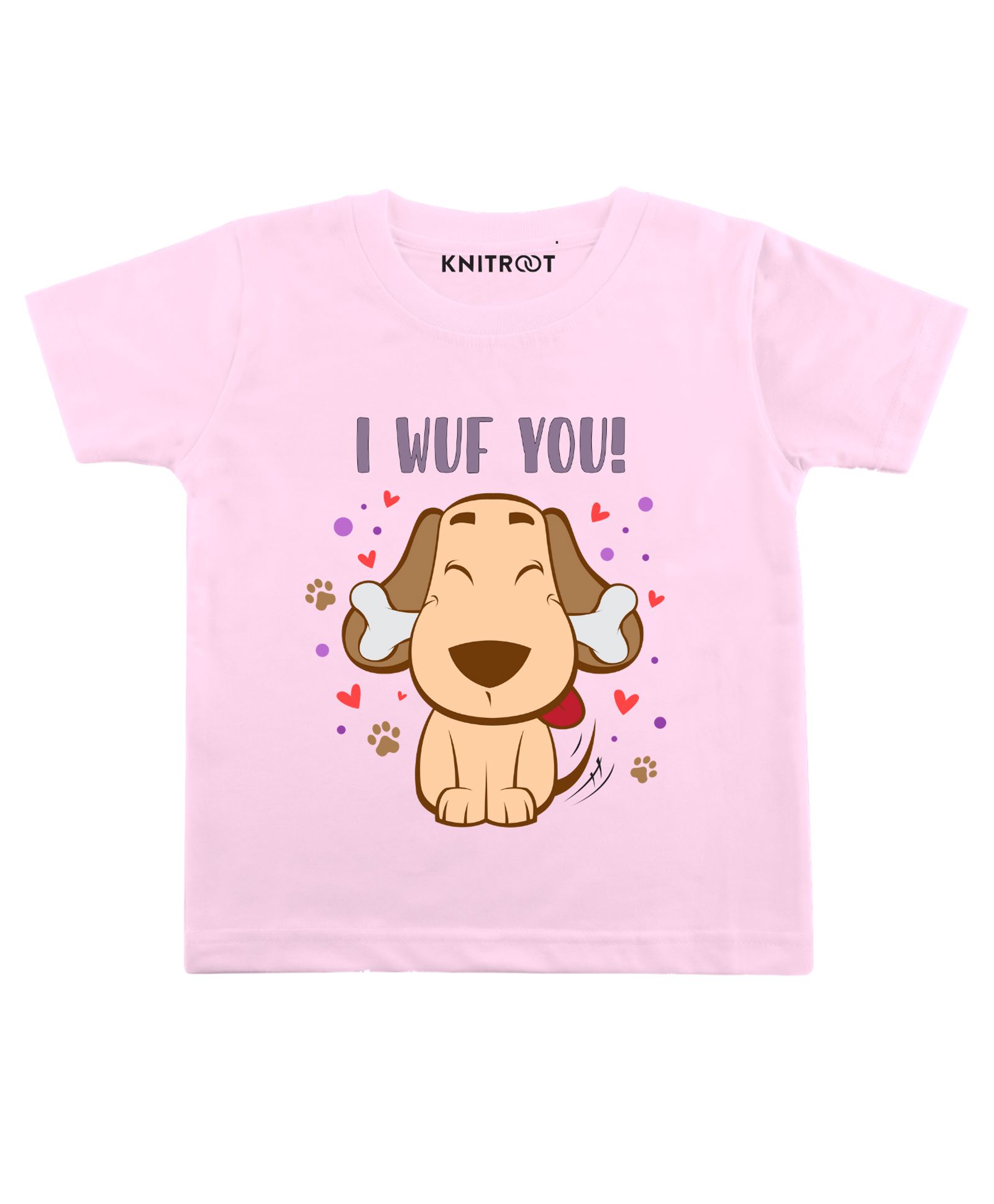 KNITROOT Half Sleeves Wuf You Print Tee - Pink-image-14