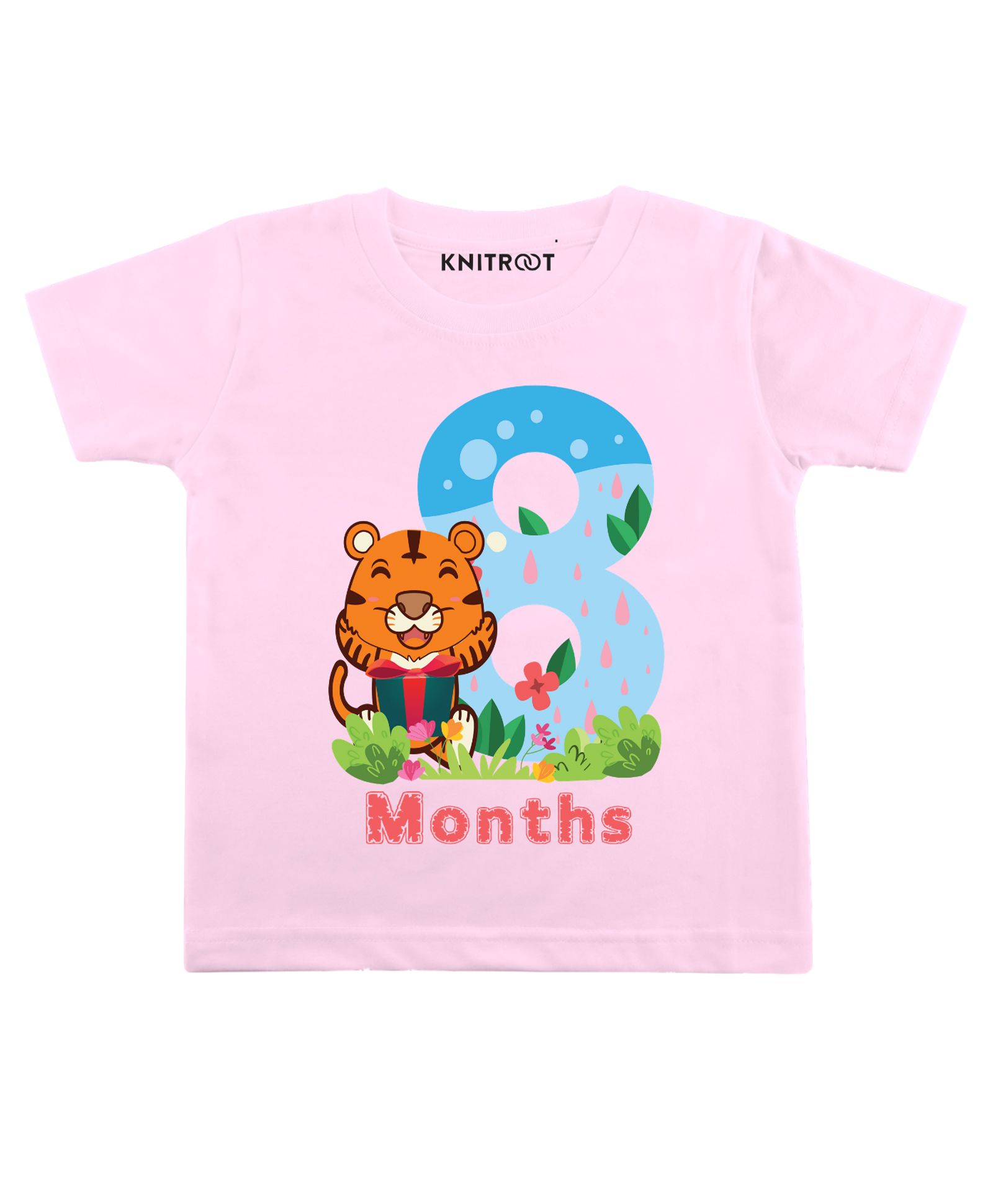 KNITROOT Tiger Eight Months Print Half Sleeves Tee - Pink-image-25