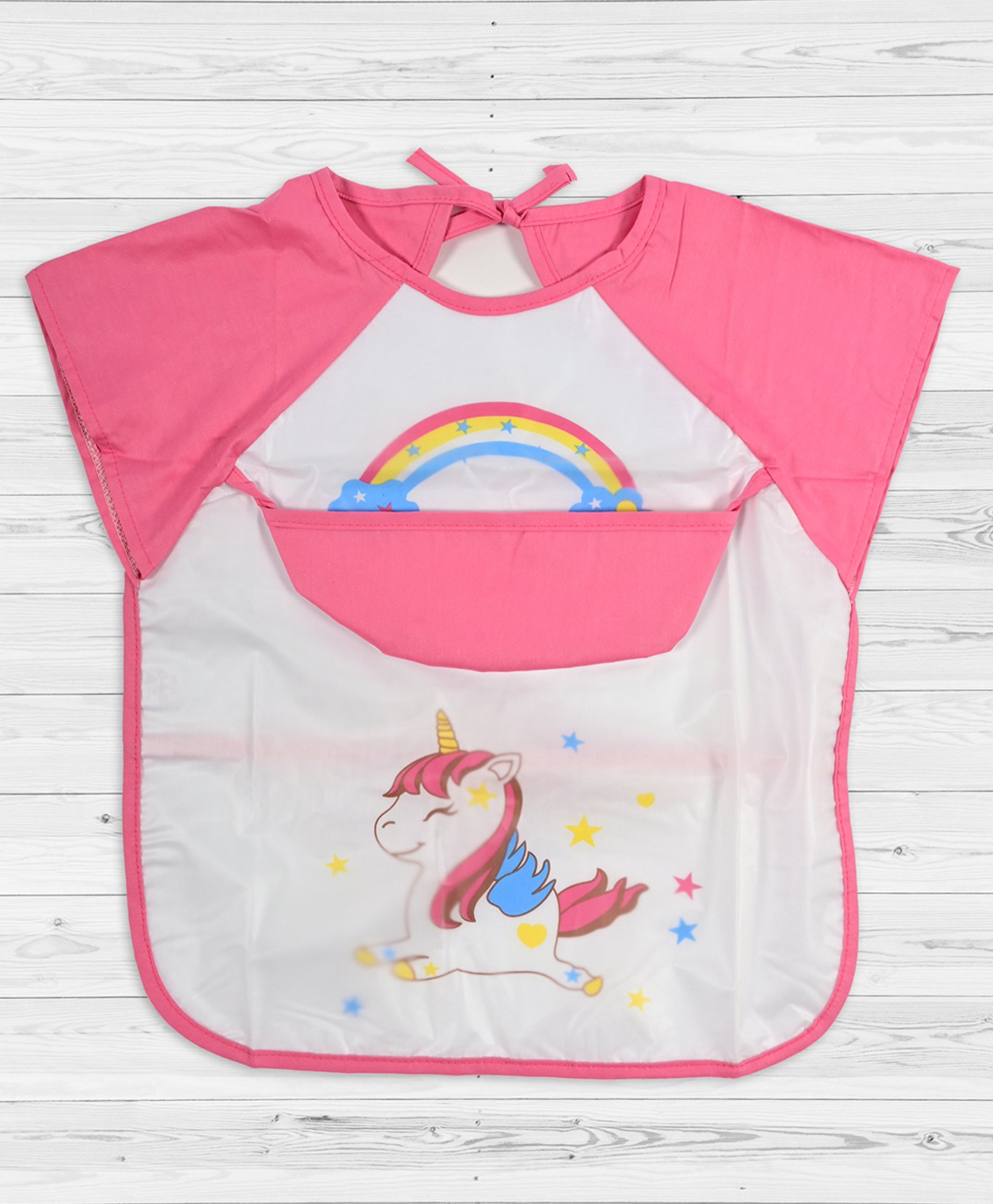 Yellow Bee Unicorn Print Bib - Pink-image-24