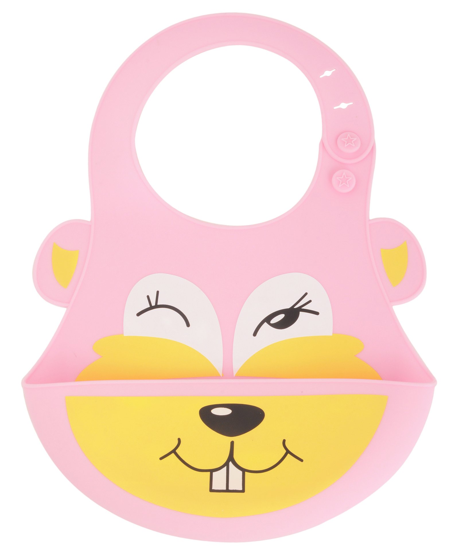 Yellow Bee Kids Bunny Silicone Bib - Pink-image-25