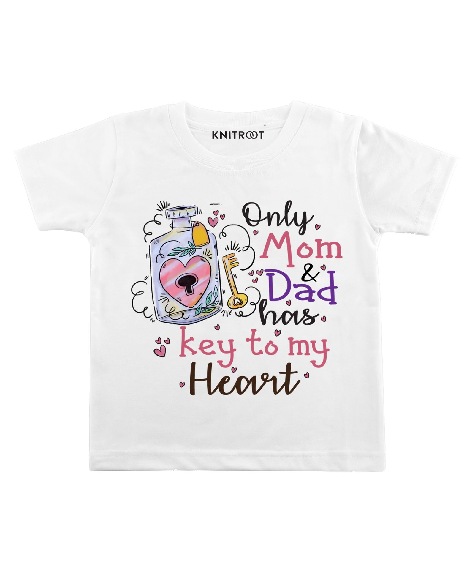 KNITROOT Half Sleeves Key To My Heart Print Tee - White-picture-12