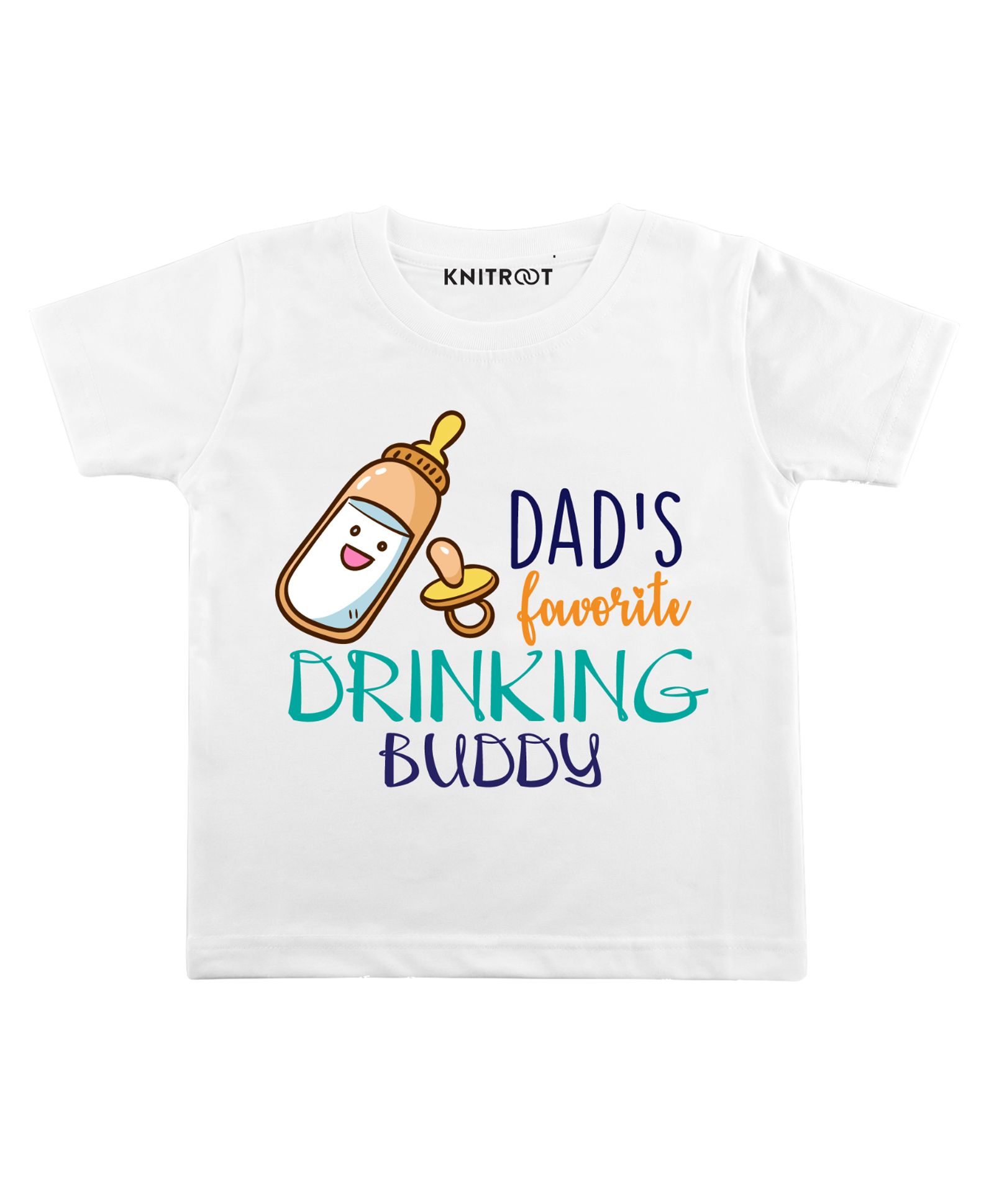 KNITROOT Half Sleeves Drinking Buddy Print Tee - White-image-3