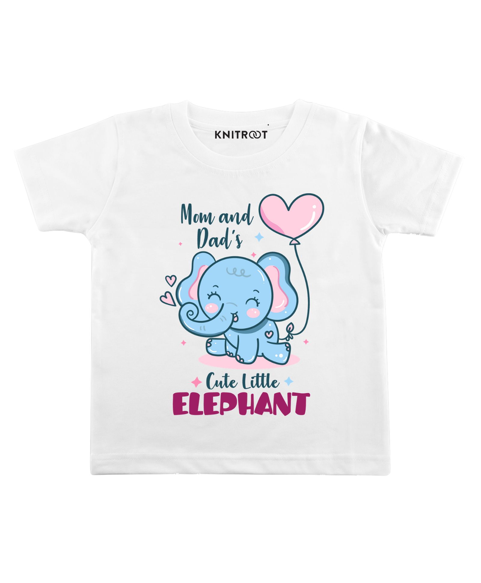 KNITROOT Half Sleeves Cute Little Elephant Print Tee - White-image-44