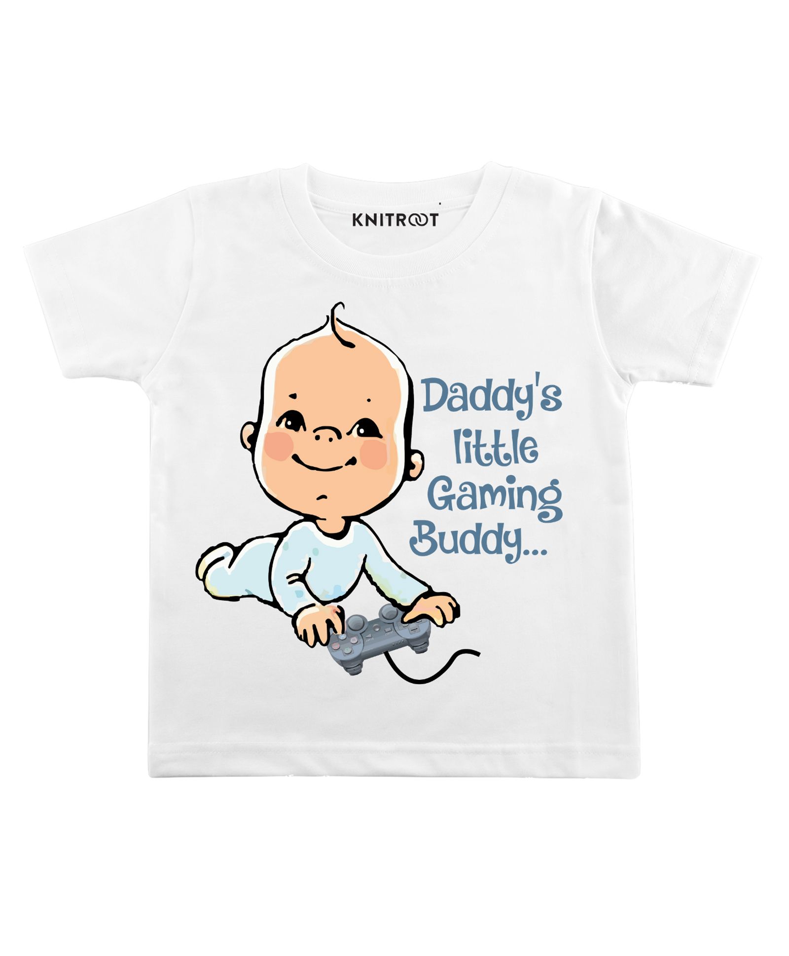 KNITROOT Half Sleeves Gaming Buddy Print Tee - White-image-31