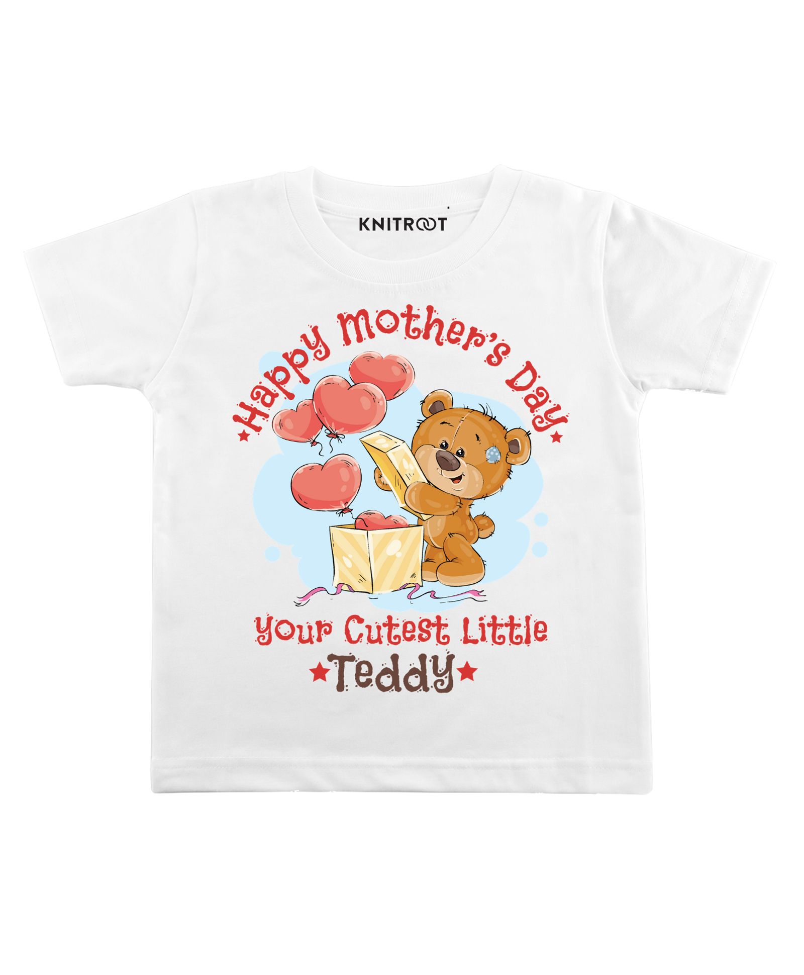 KNITROOT Half Sleeves Little Teddy Print Tee - White-image-42