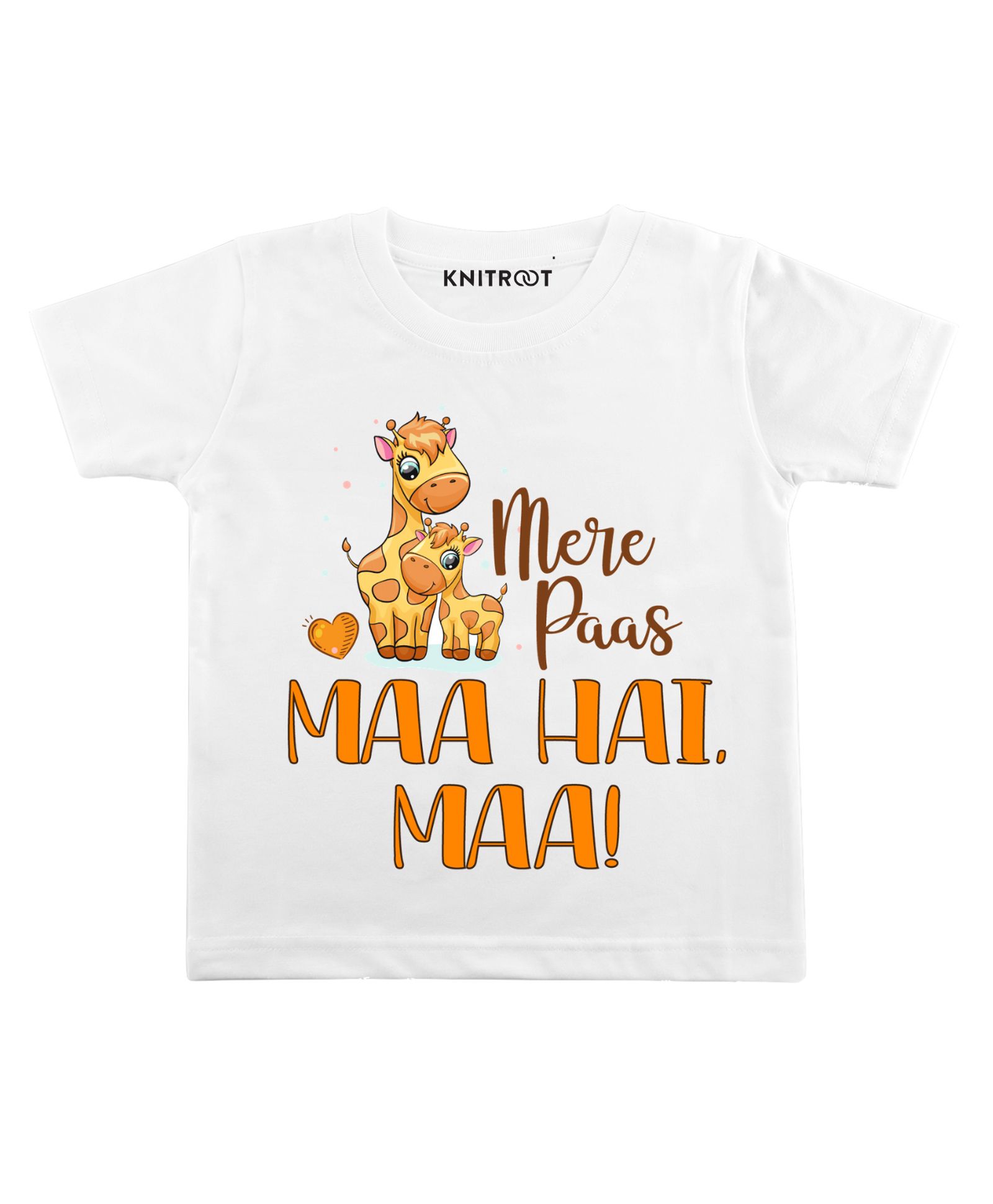 KNITROOT Half Sleeves Maa Hai Print T-Shirt - White-image-45
