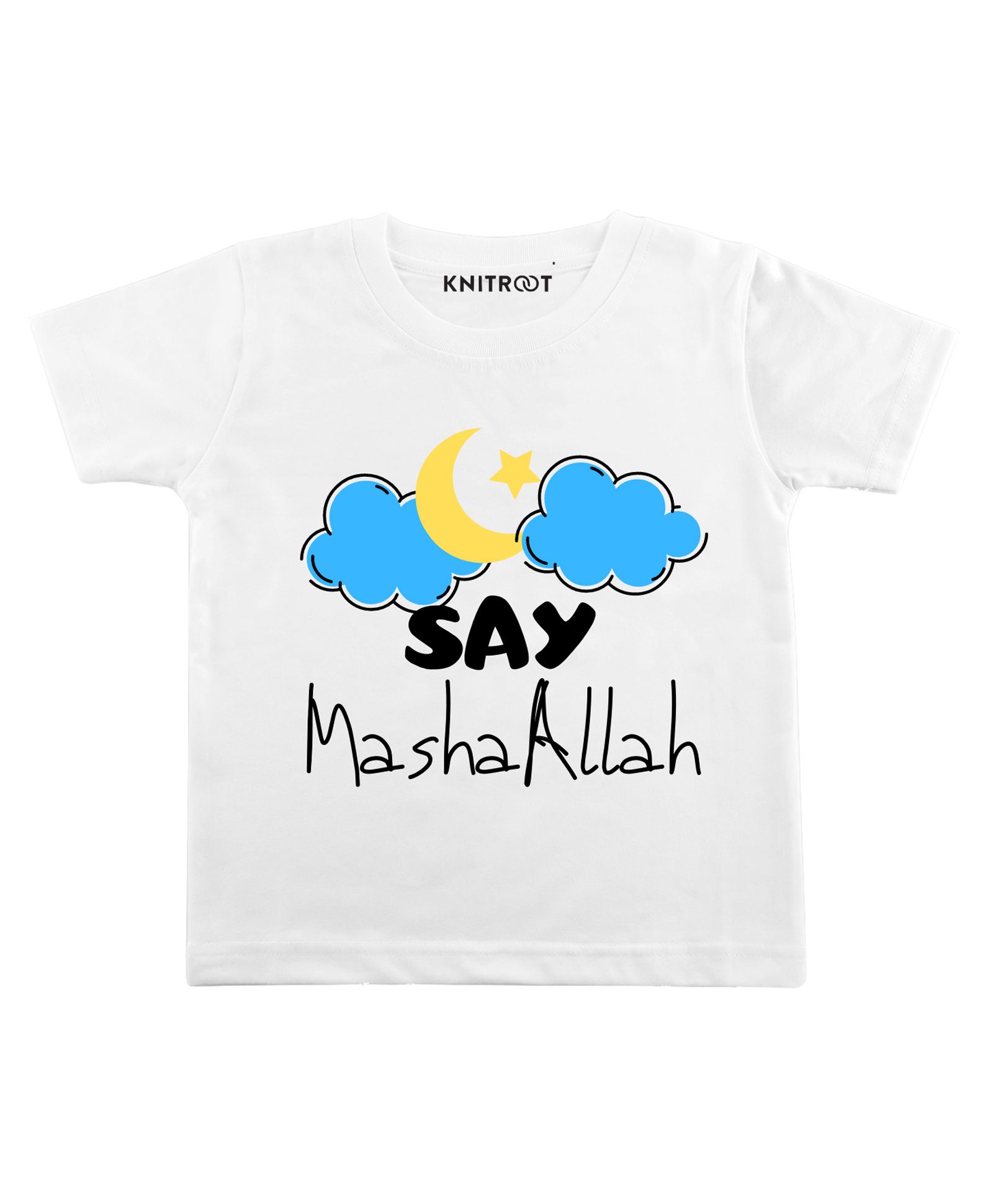 KNITROOT Half Sleeves Say MashaAllah Tshirt - White-image-25