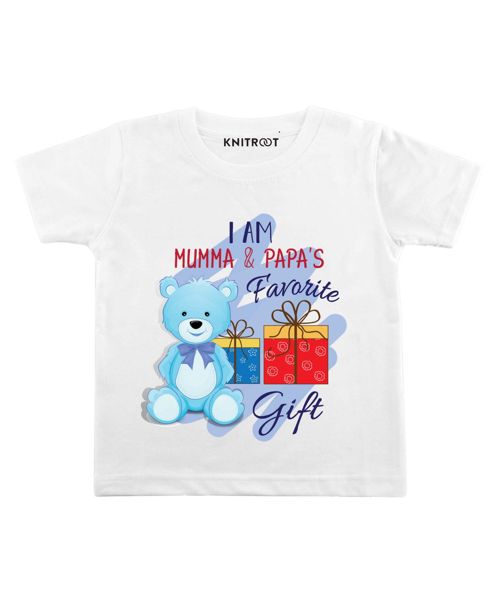 KNITROOT Half Sleeves Favorite Gift Print T-Shirt - White-image-47