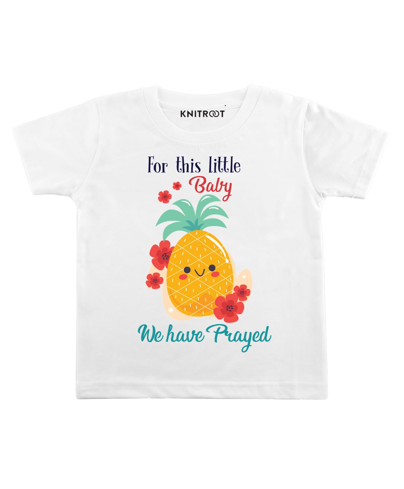 KNITROOT Half Sleeves We Have Prayed Print T-Shirt - White-picture-38
