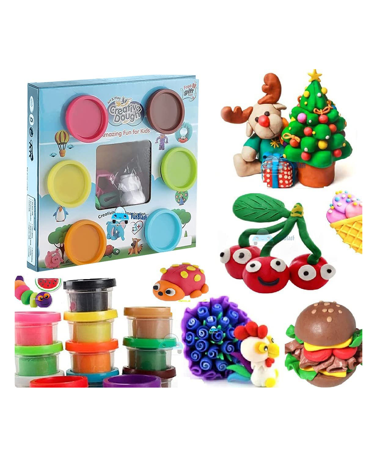 FunBlast Creative Clay Dough Set Pack of 5 - Multicolour-image-3