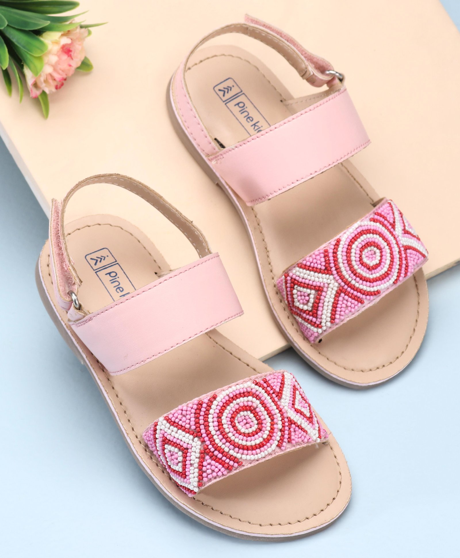 Pine Kids Open Toe Sandals With Rondelle Beads Patch - Pink-picture-26