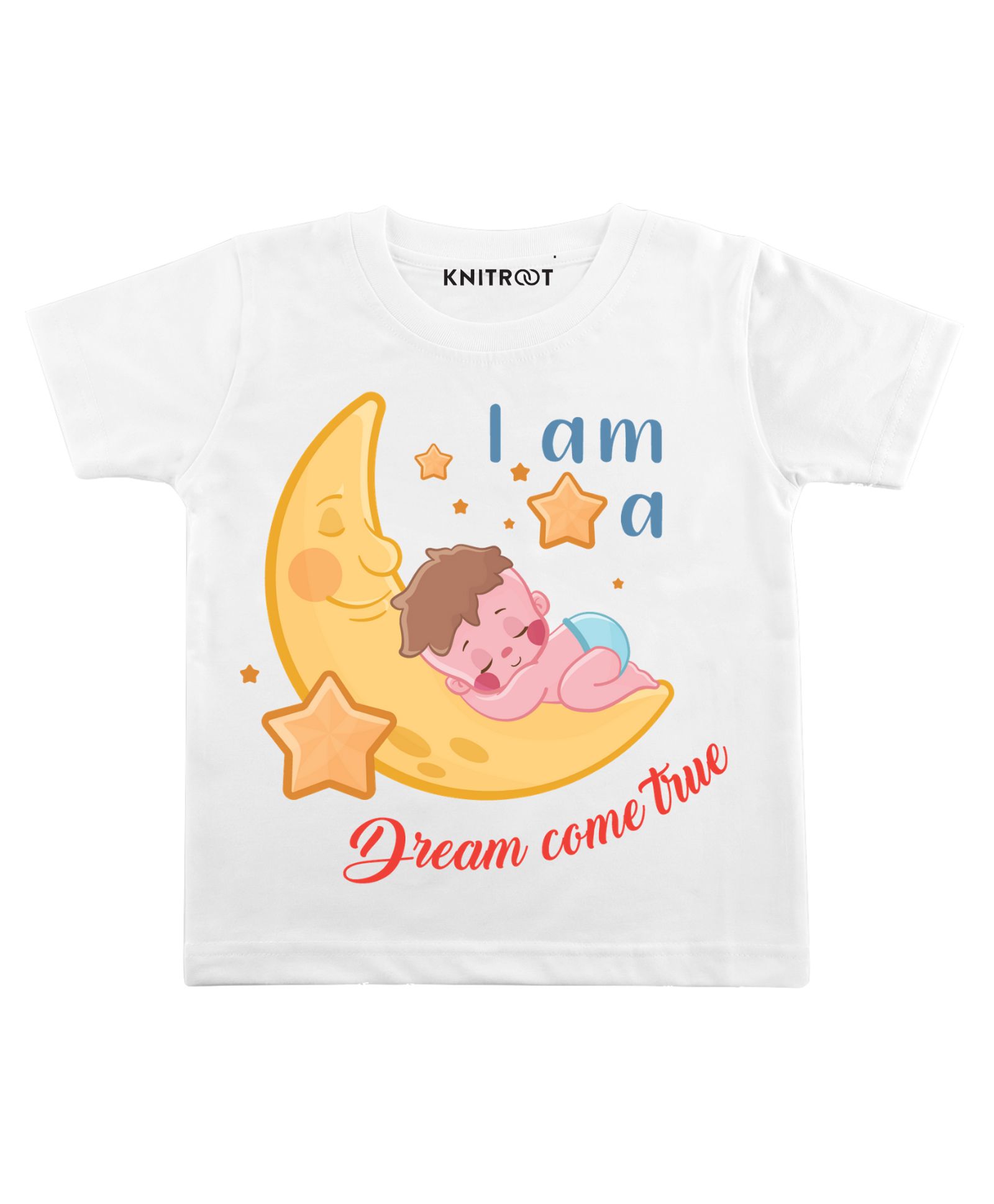 KNITROOT Half Sleeves I Am A Dream Come True Print Tee - White-image-15