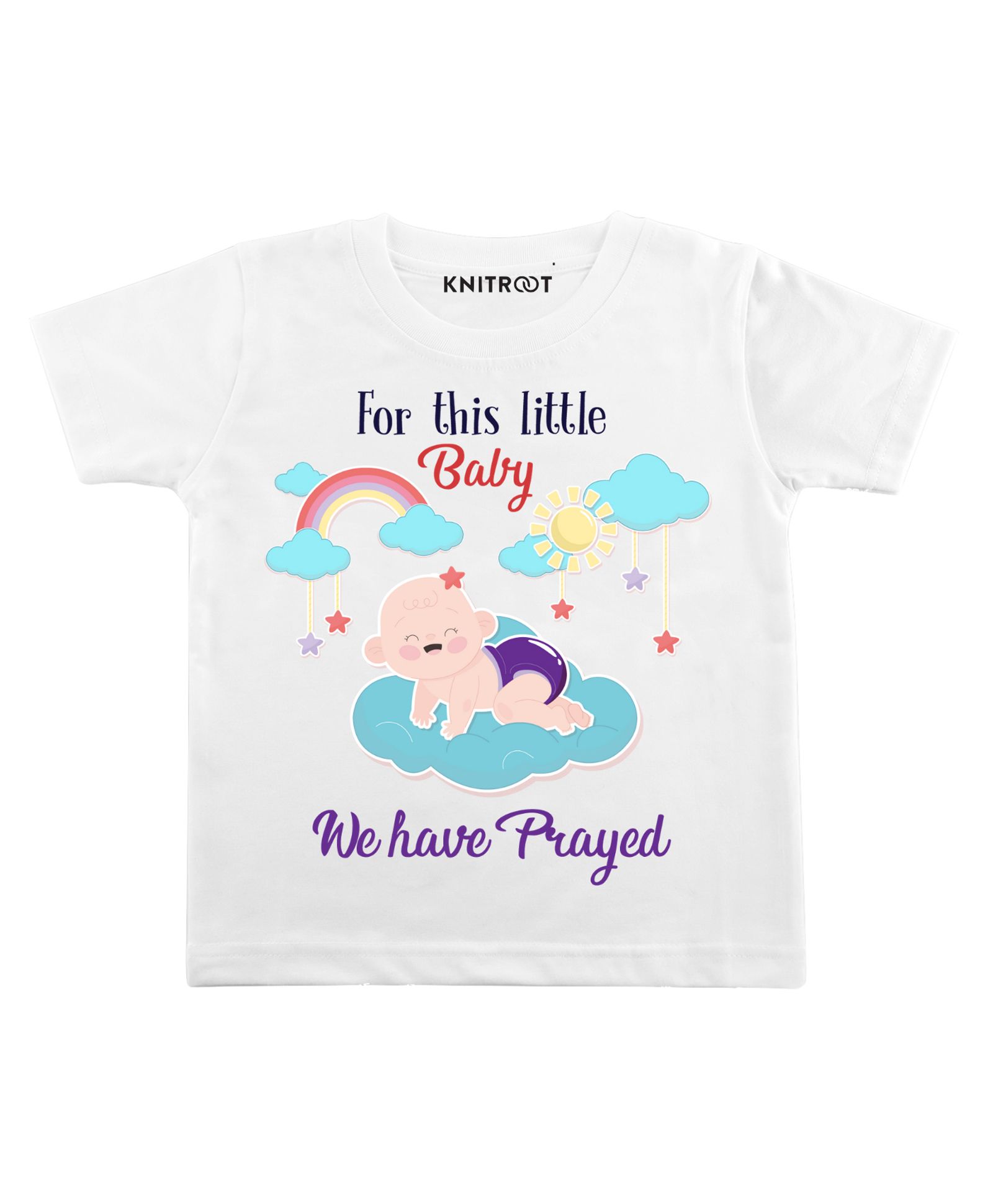 KNITROOT Half Sleeves This Little Baby Print Tee - White-image-47