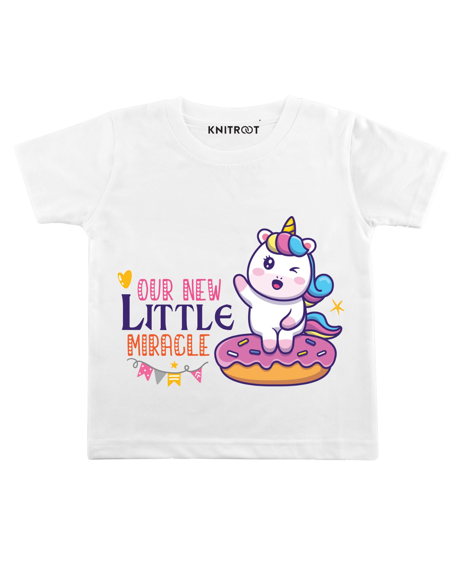 KNITROOT Half Sleeves Little Miracle Print Tee - White-picture-37