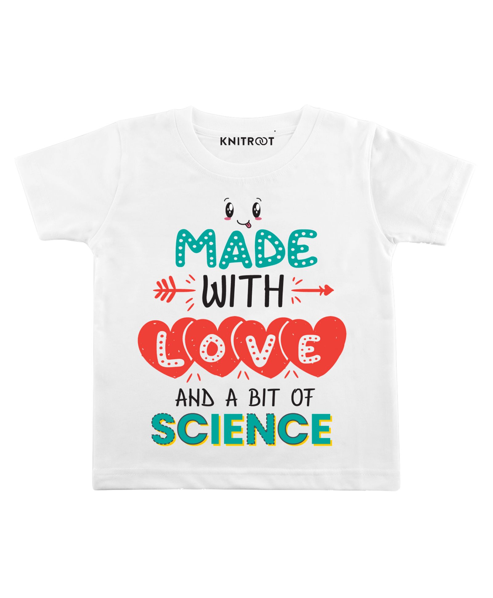 KNITROOT Half Sleeves Bit Science Print Tee - White-image-15