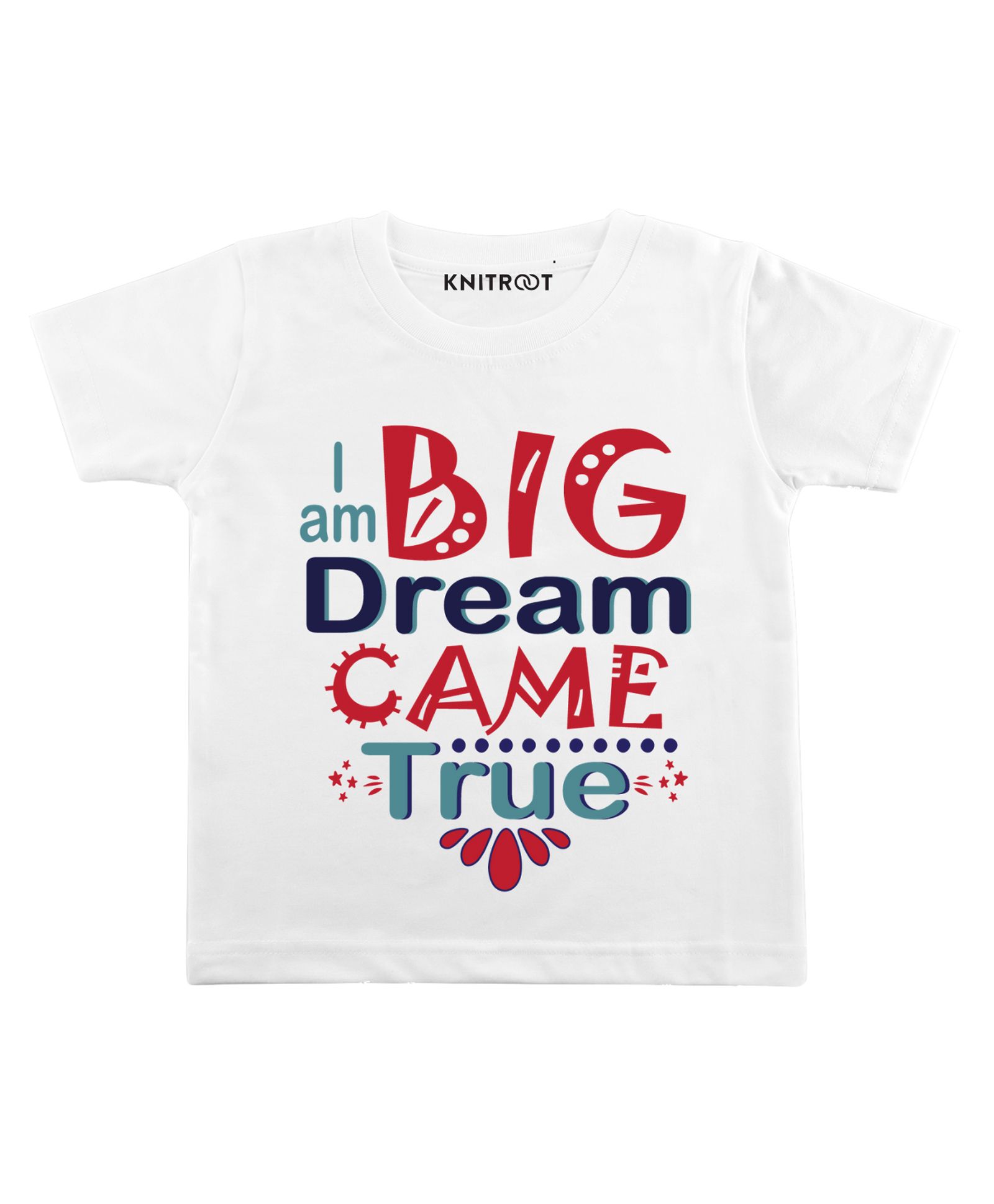 KNITROOT Half Sleeves Dream Came True Print Tee - White-image-37