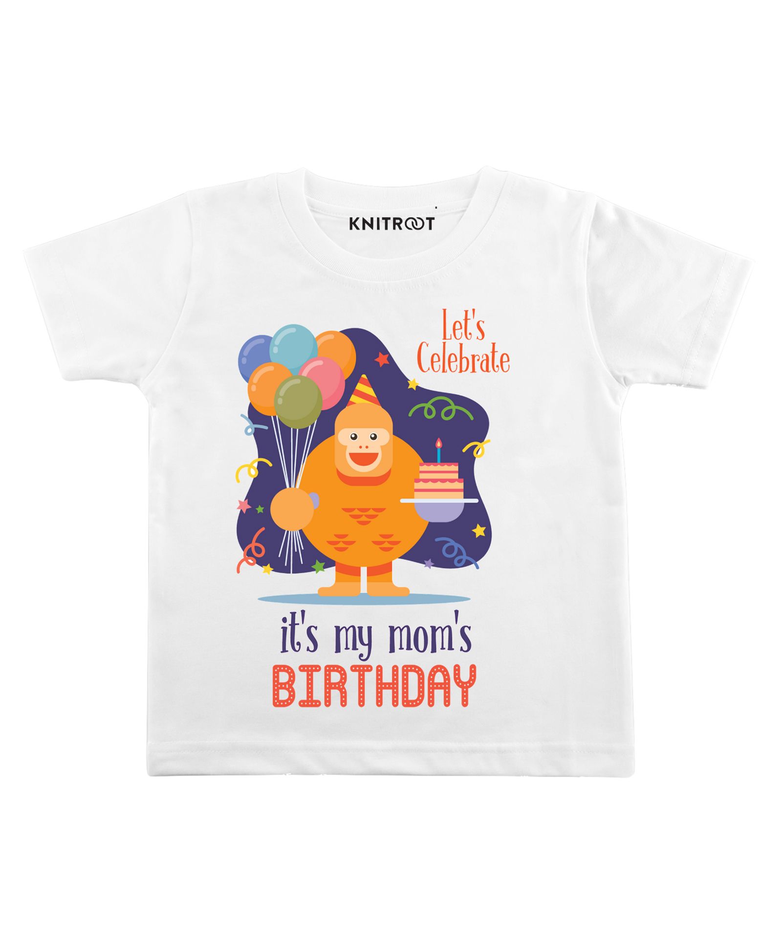 KNITROOT Half Sleeves Let's Celebrate Print Tee - White-image-43