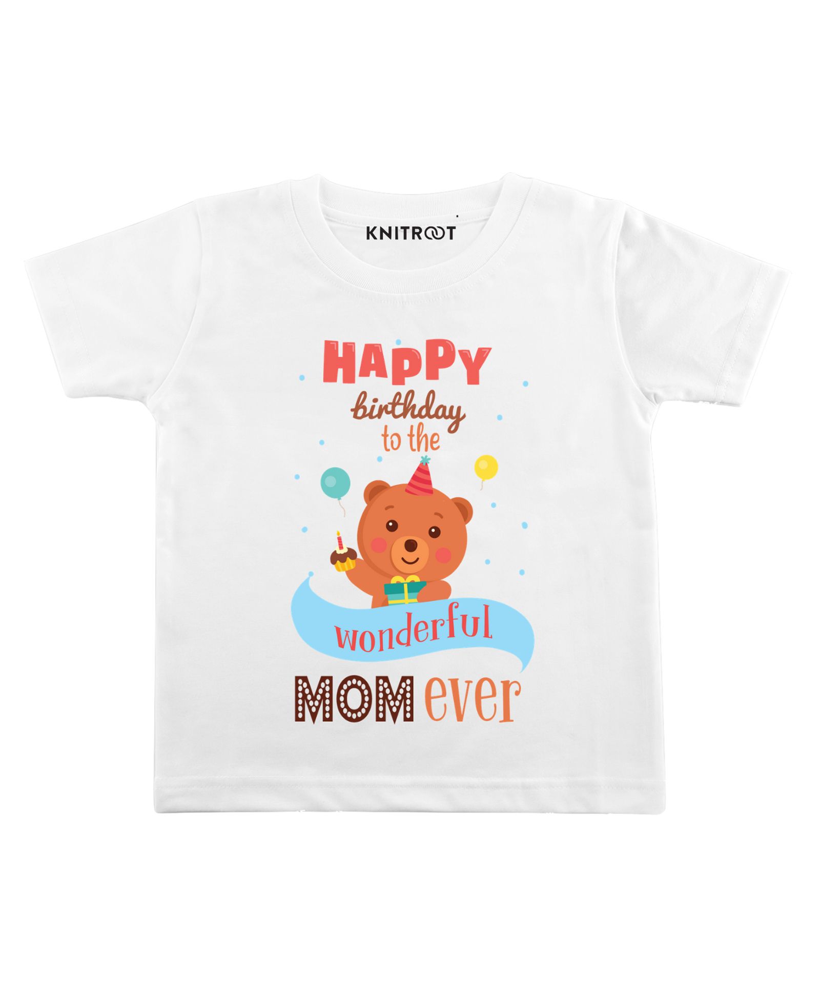 KNITROOT Half Sleeves Wonderful Mom Ever Print Tee - White-image-35