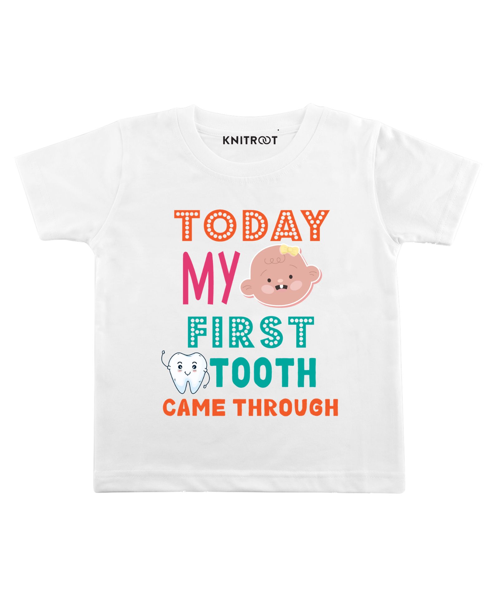 KNITROOT Half Sleeves Today My Print T-Shirt - White-image-46