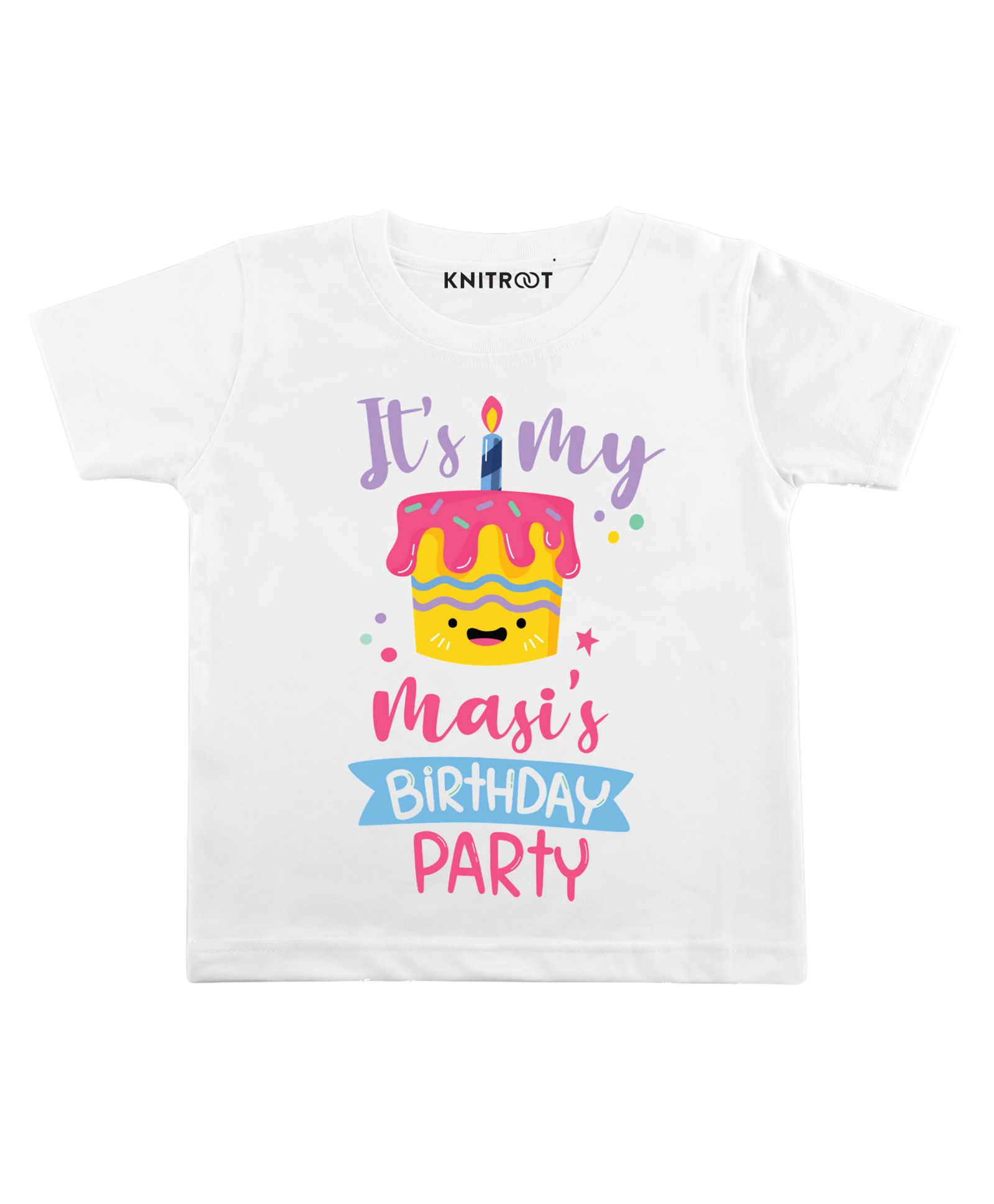 KNITROOT Half Sleeves Masi's Birthday Party Print T-Shirt - White-picture-15