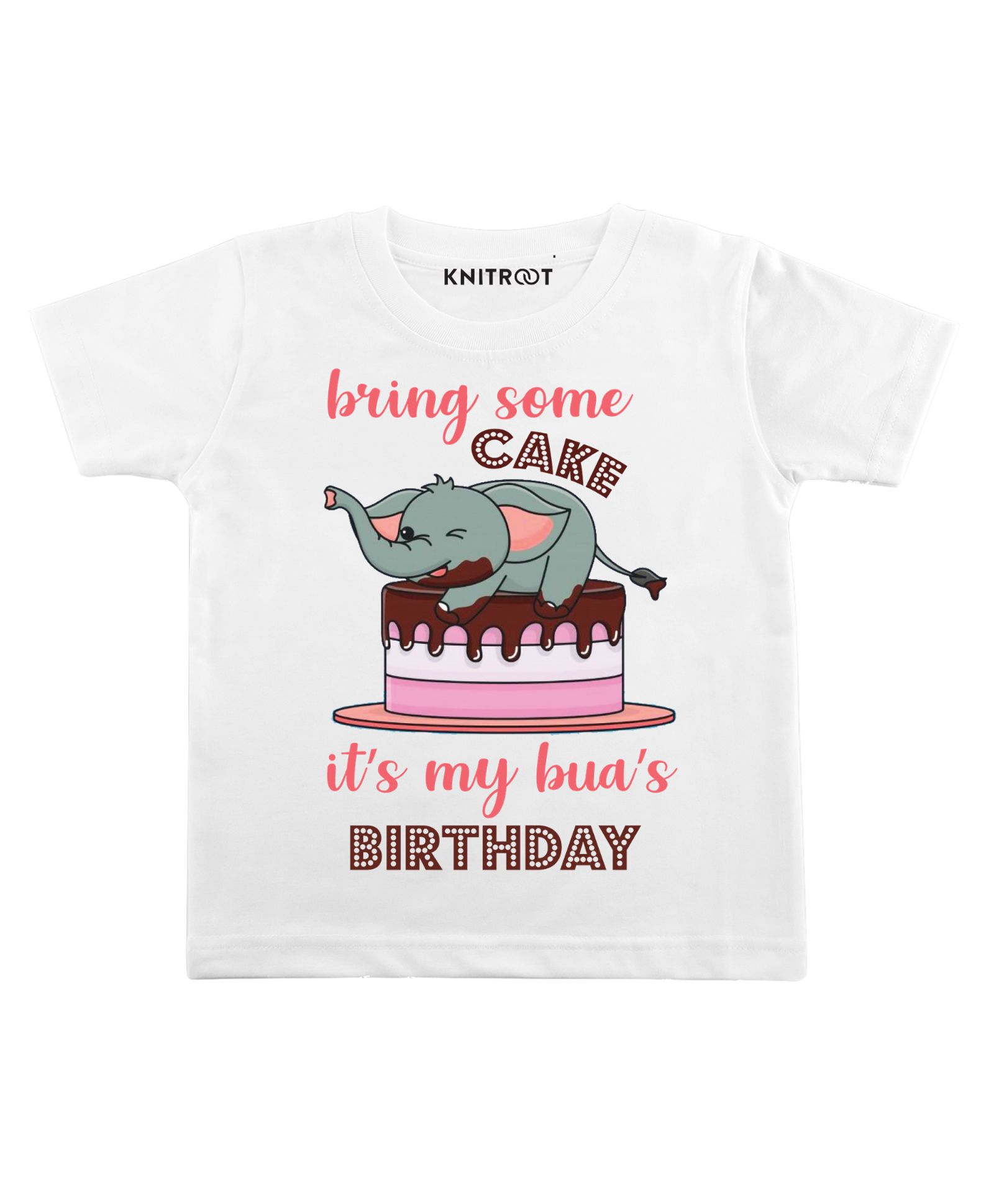 KNITROOT Half Sleeves Bring Some Cake Print T-Shirt - White-image-22