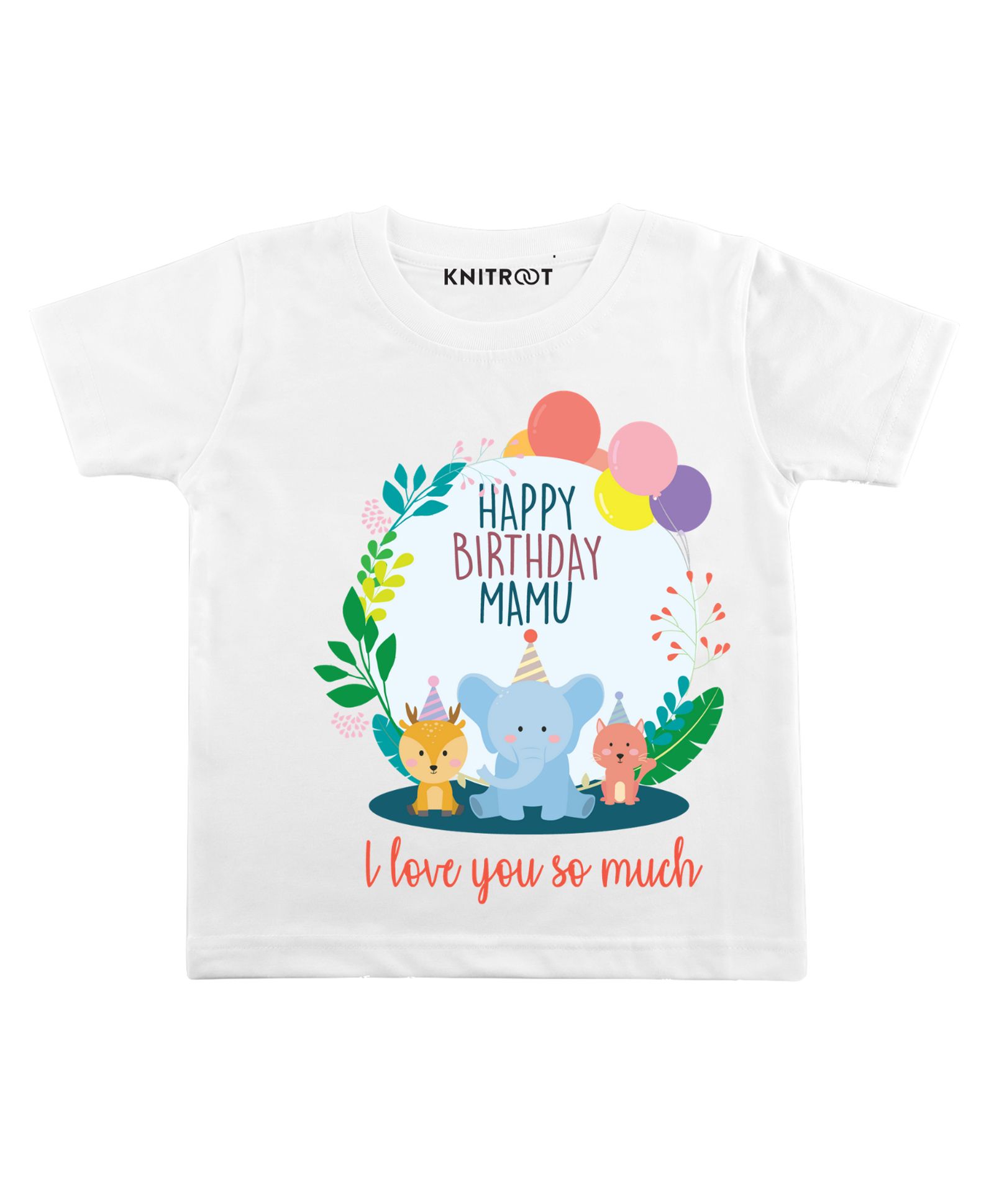 KNITROOT Half Sleeves Happy Birthday Mamu Print T-Shirt - White-picture-17