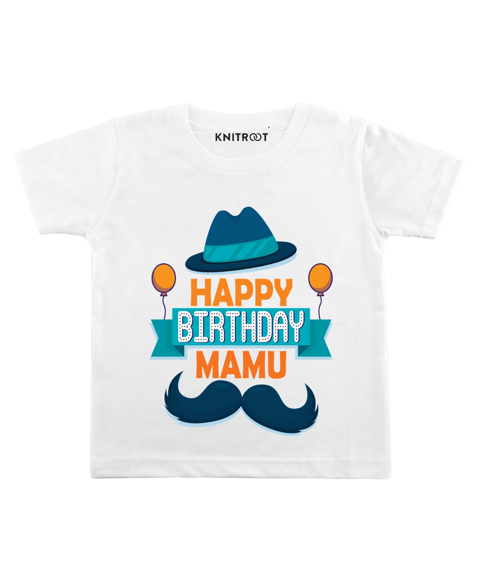 KNITROOT Half Sleeves Moustache Mamu Print T-Shirt - White-picture-12