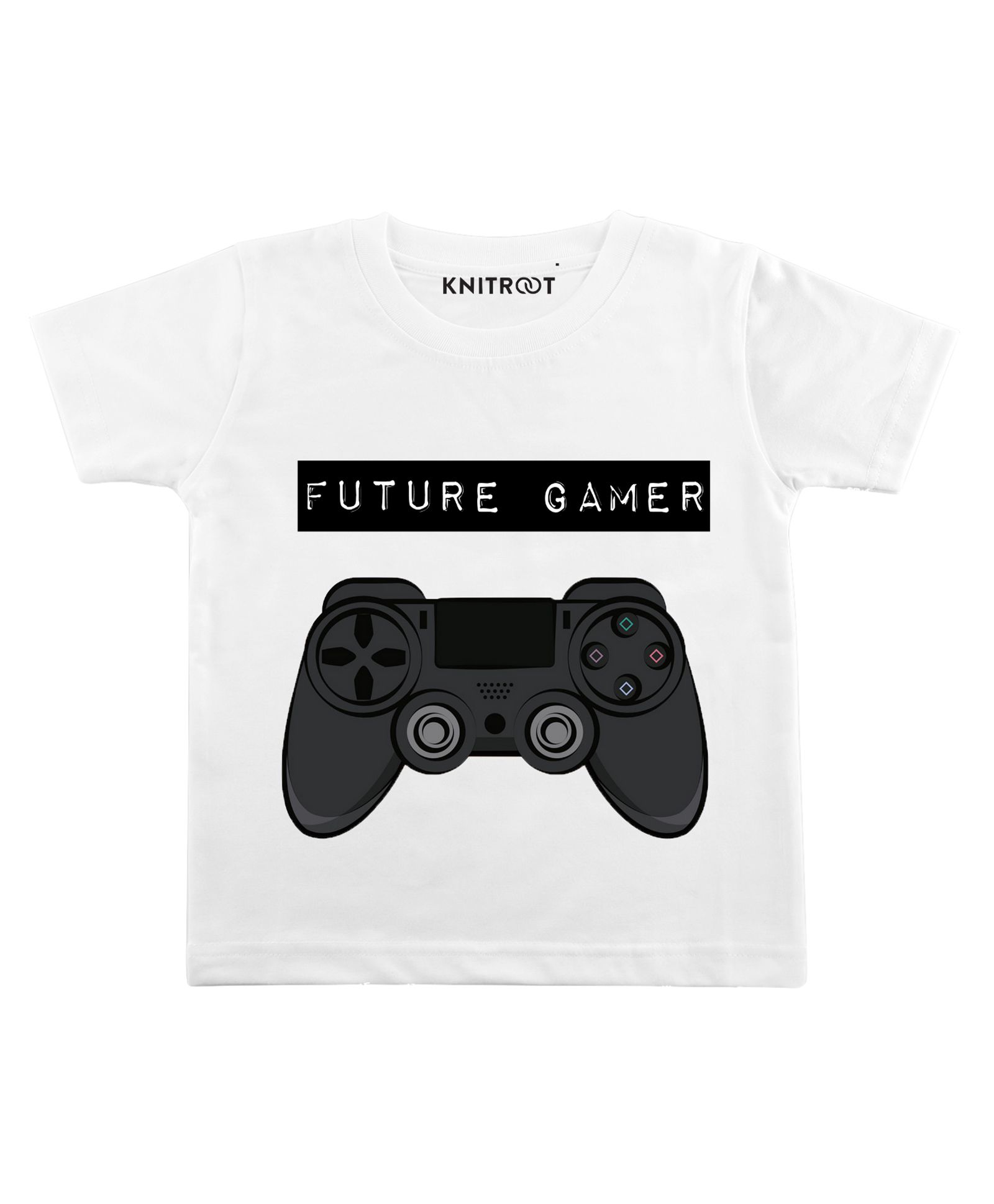 KNITROOT Half Sleeves Future Gamer Print Tee - White-picture-14