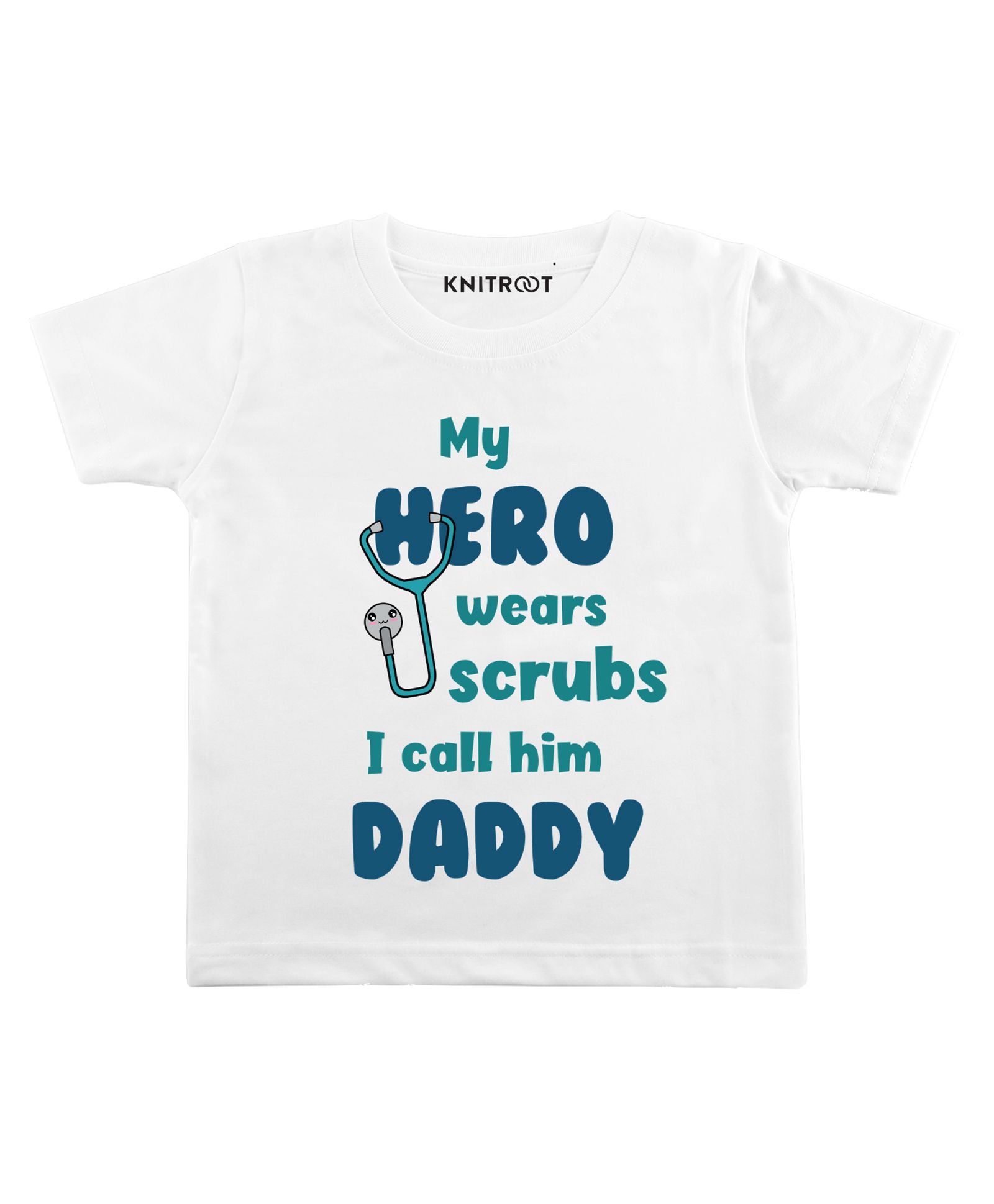 KNITROOT Half Sleeves Call Him Daddy Print T-Shirt - White-image-12