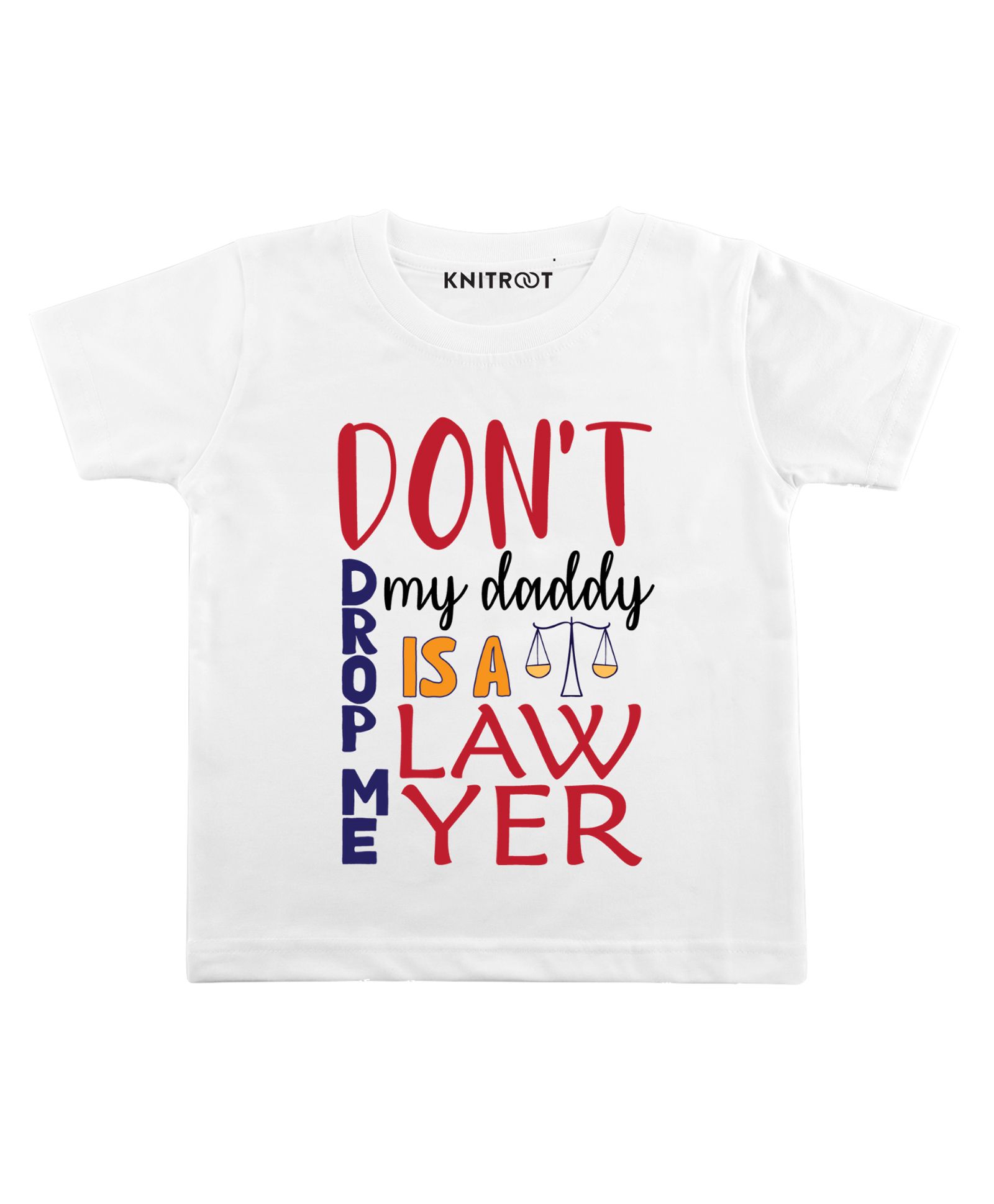 KNITROOT Half Sleeves Daddy Lawyer Print T-Shirt - White-picture-12