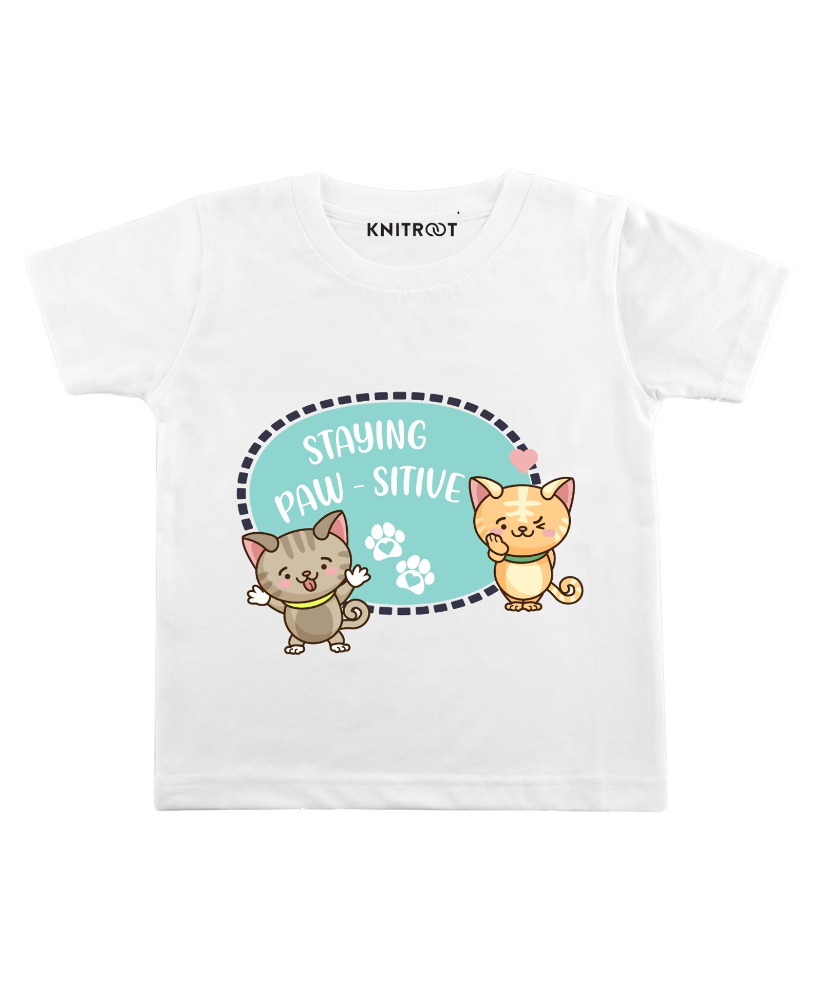 KNITROOT Staying Pawsitive Print Short Sleeves Tee - White-picture-22