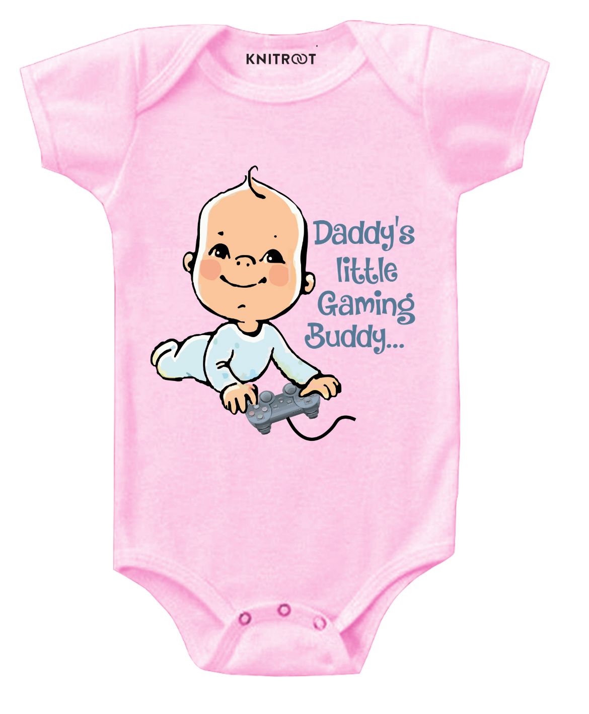 KNITROOT Half Sleeves Gaming Buddy Print Onesie - Pink-image-30