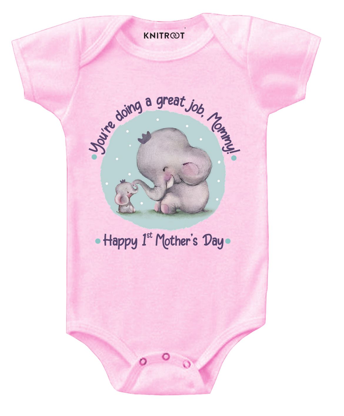 KNITROOT Half Sleeves Doing Great Job Onesie - Pink-image-40