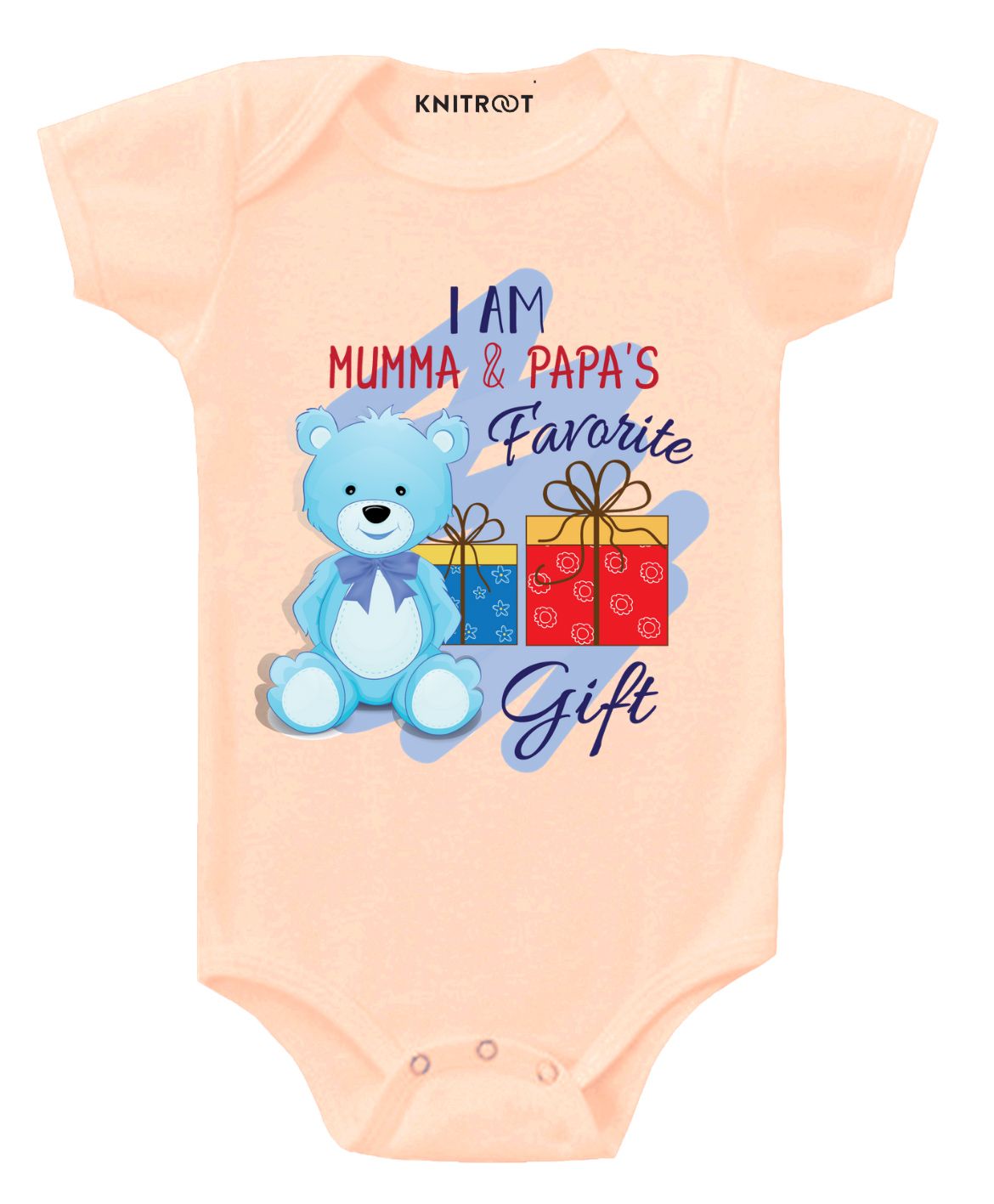 KNITROOT Favorite Gift Print Short Sleeves Onesie - Peach-picture-27