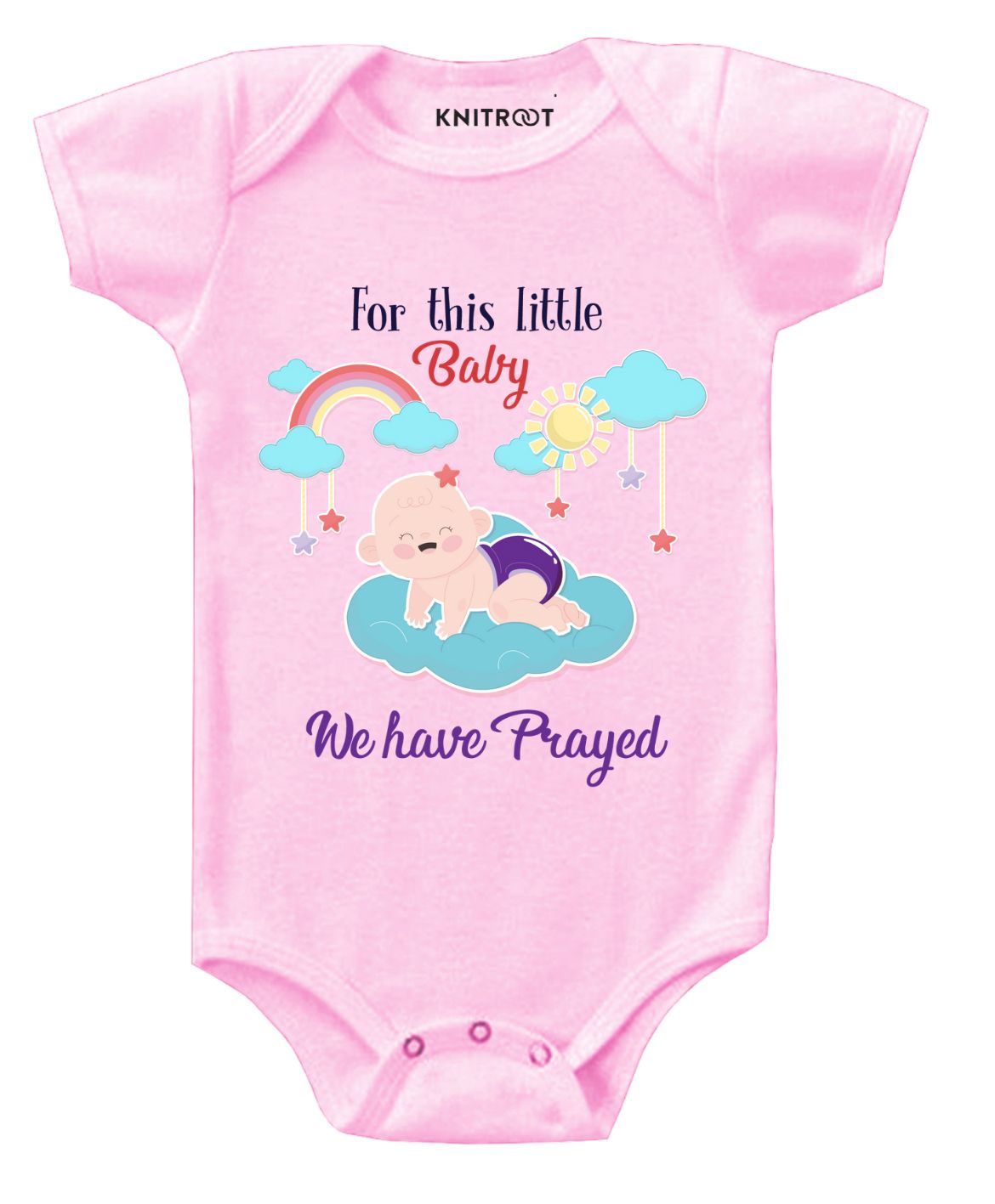 KNITROOT This Little Baby Print Short Sleeves Onesie - Pink-image-48