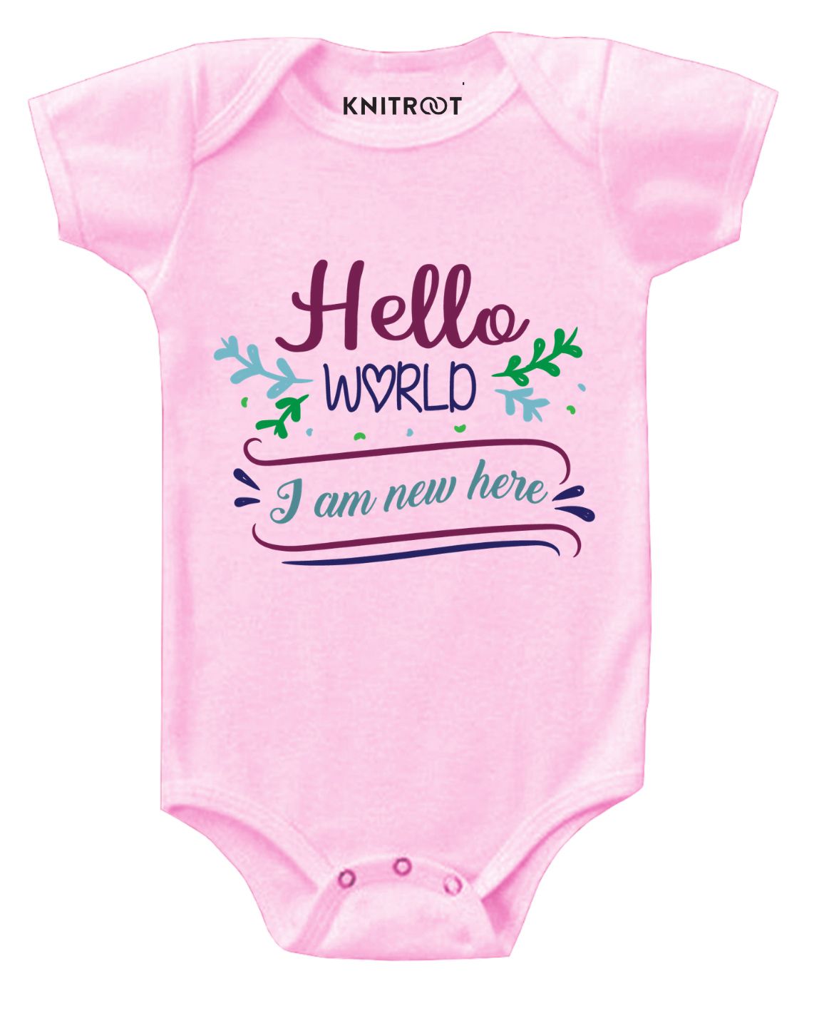 KNITROOT New Here Print Short Sleeves Onesie - Pink-picture-14