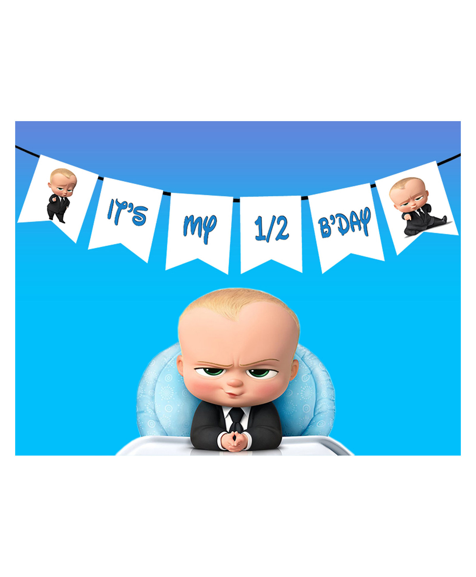 Funcart Half Birthday Baby Boss Theme Flag Banner Multicolor - Length 3.5 Feet-picture-35