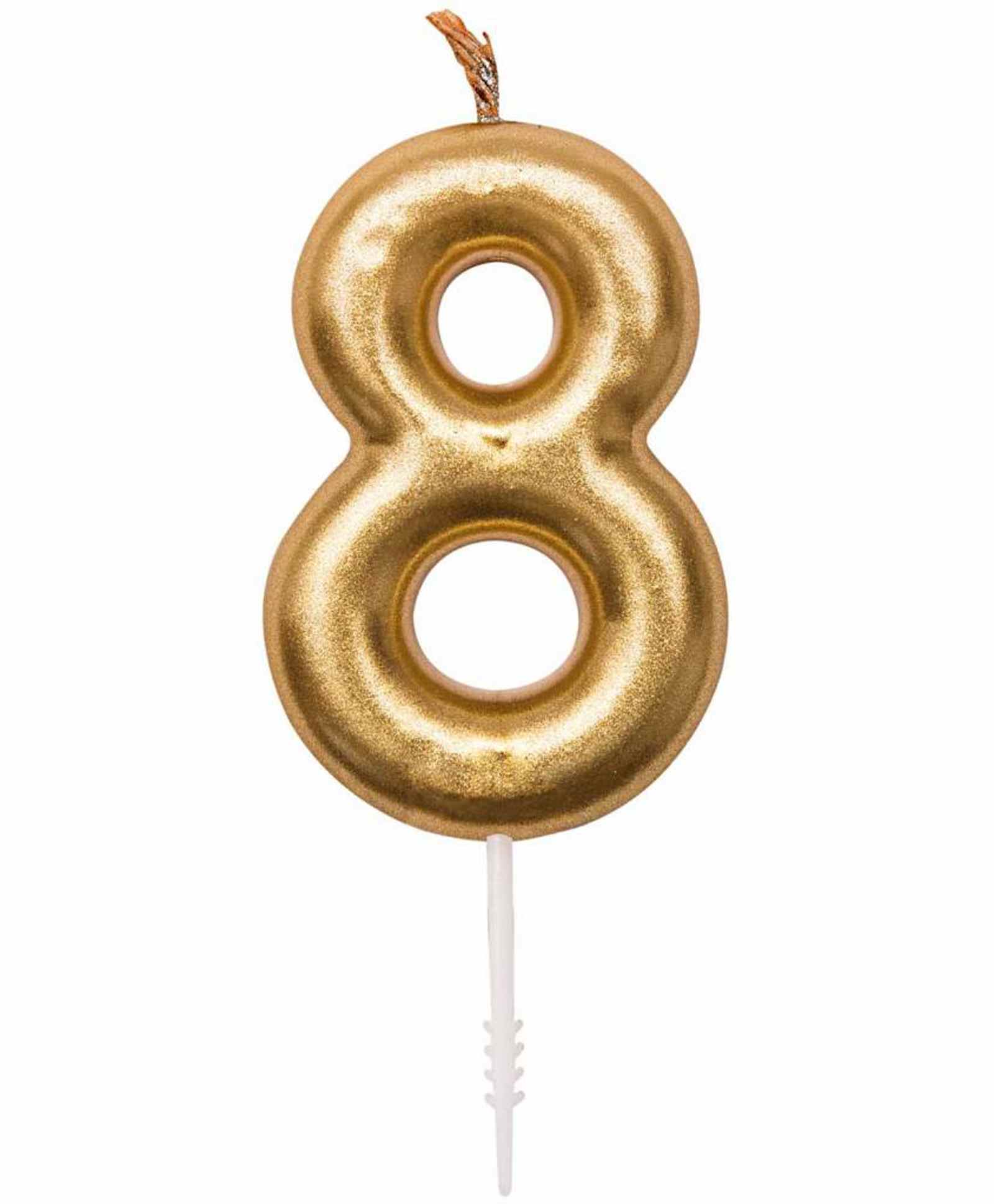 Funcart Cake Topper Candle Number 8 - Golden-picture-25