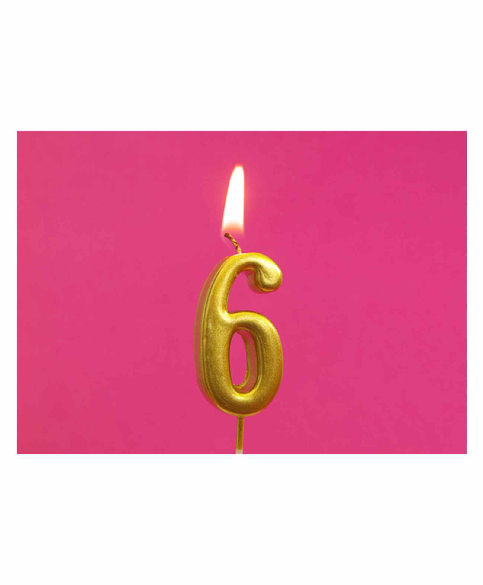 Funcart Cake Topper Candle Number 6 - Golden-image-1